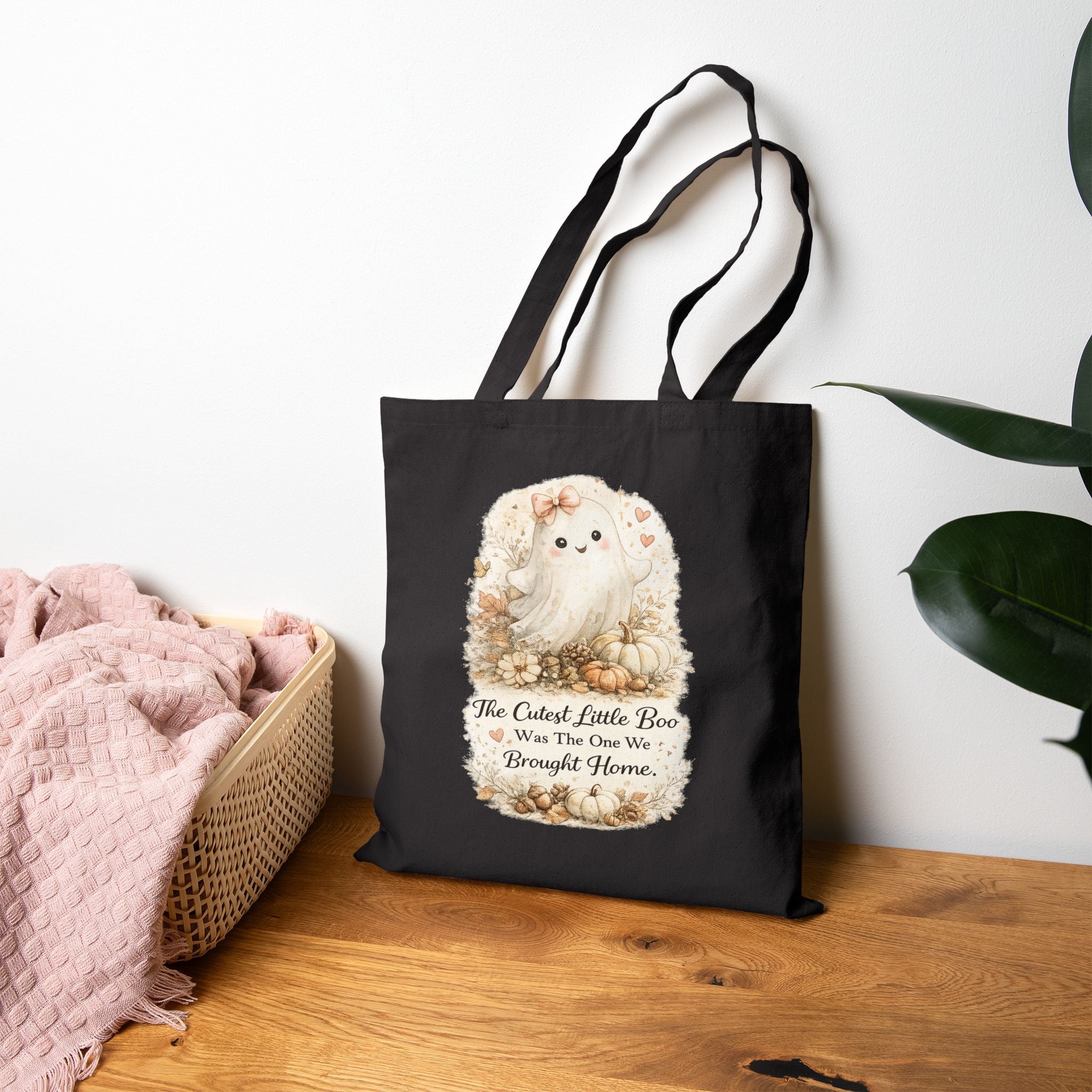 Cute Pomeranian Tote Bag — "The Cutest Little Boo Was The One We Brought Home" Cotton Canvas Grocery/Gift Tote