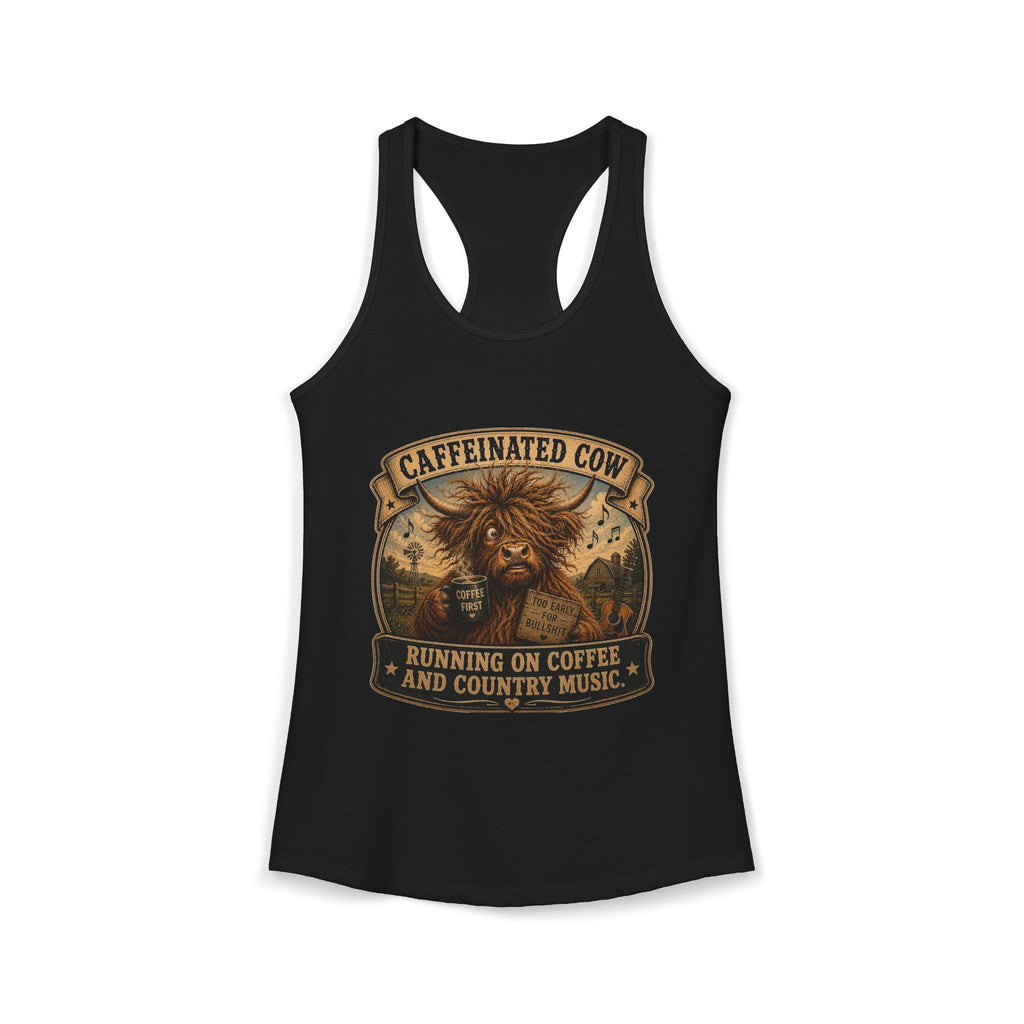 Caffeinated Cow Women's Ideal Racerback Tank