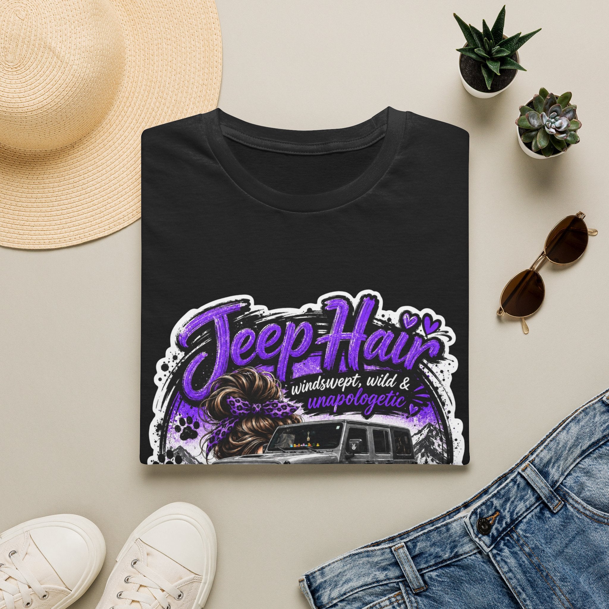 Jeep Hair Don't Care (Purple) Unisex Softstyle T-Shirt
