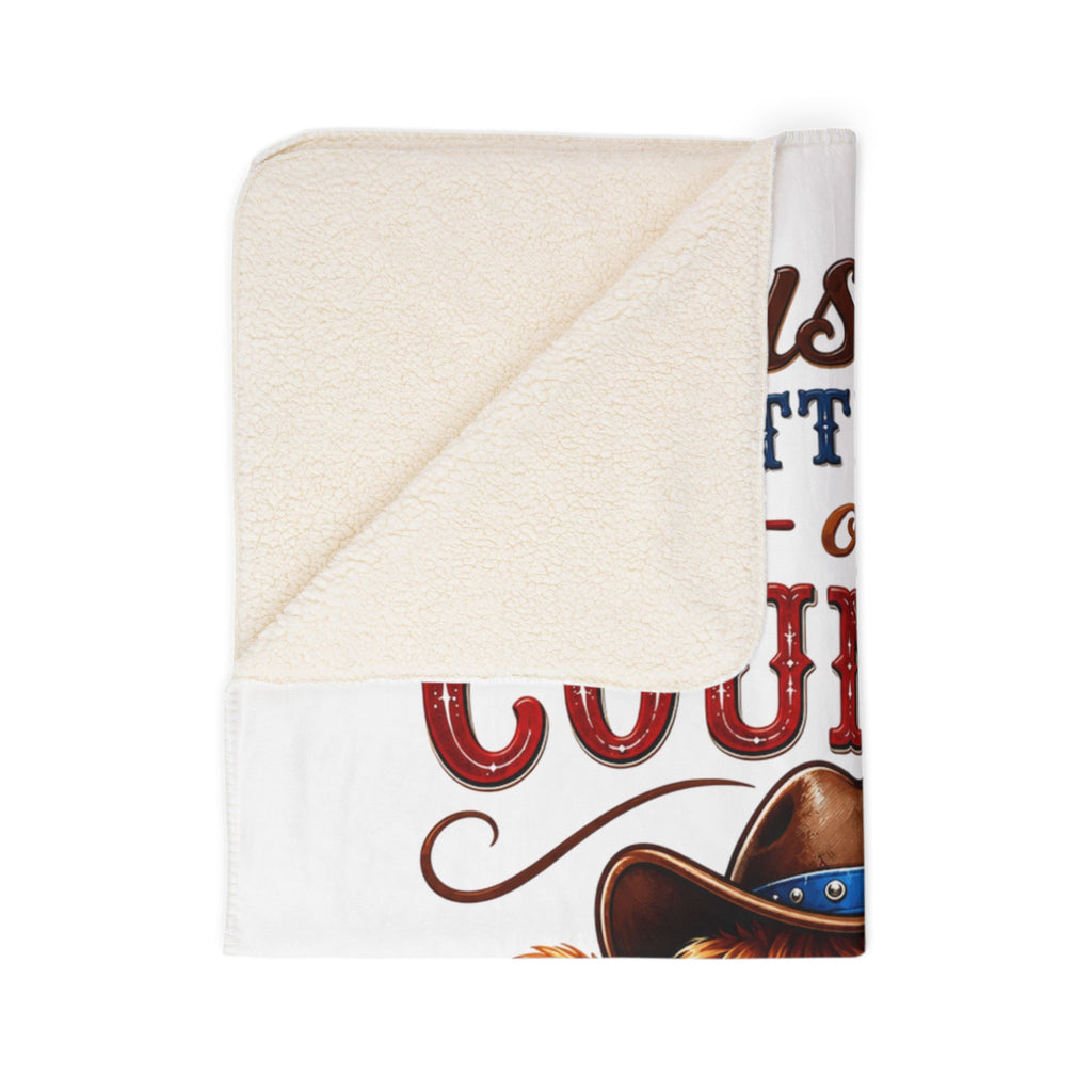 Just a Little Bit of Country Highland Cow Fleece Sherpa Blanket