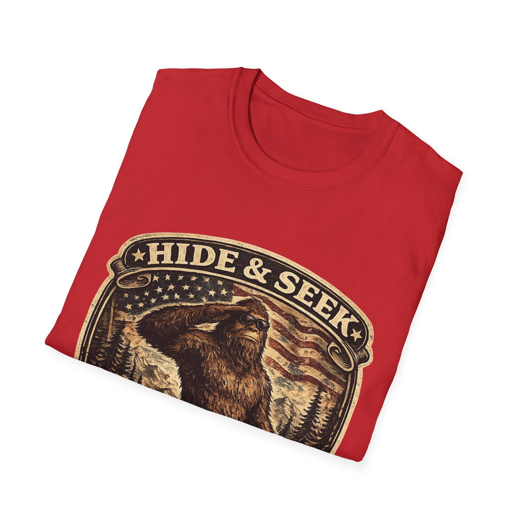 Sasquatch 'Hide & Seek' Graphic T-Shirt — Vintage Bigfoot Tee