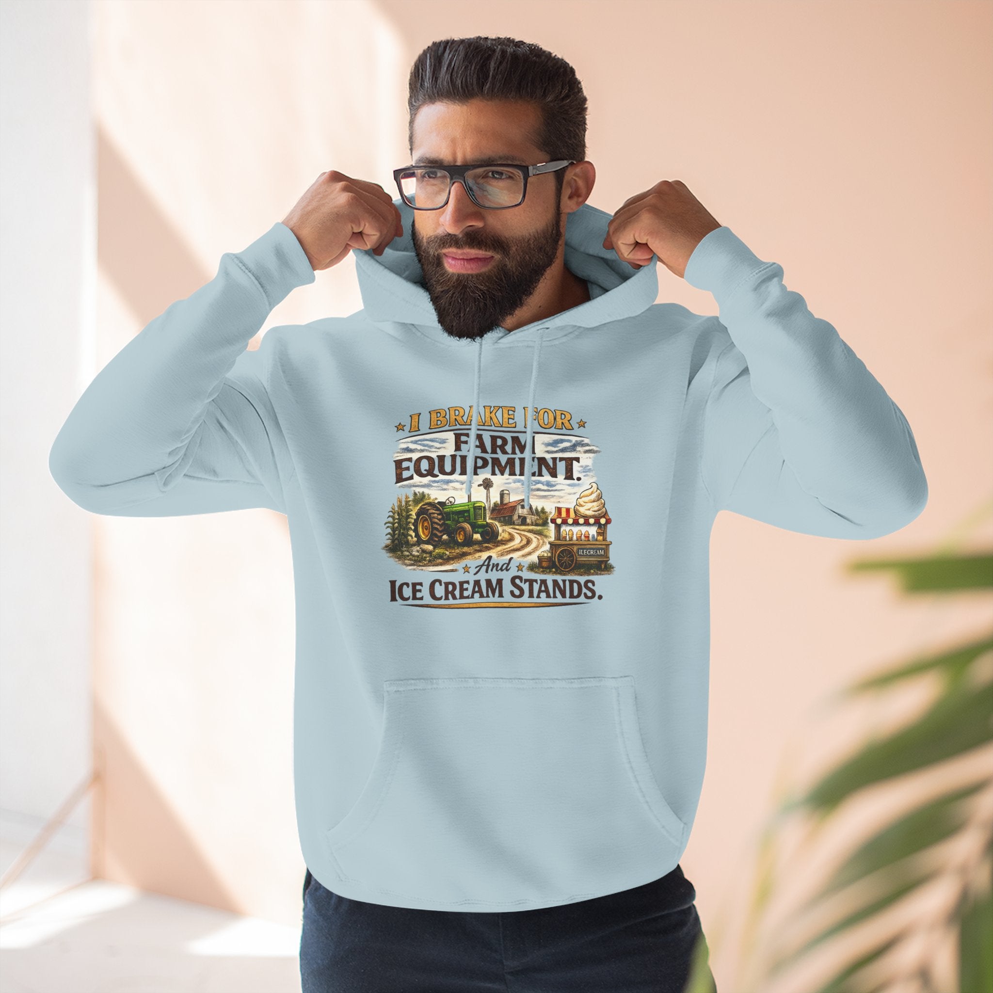 Farm Equipment & Ice Cream Stands Hoodie - Vintage Country Farming Graphic Hoodie