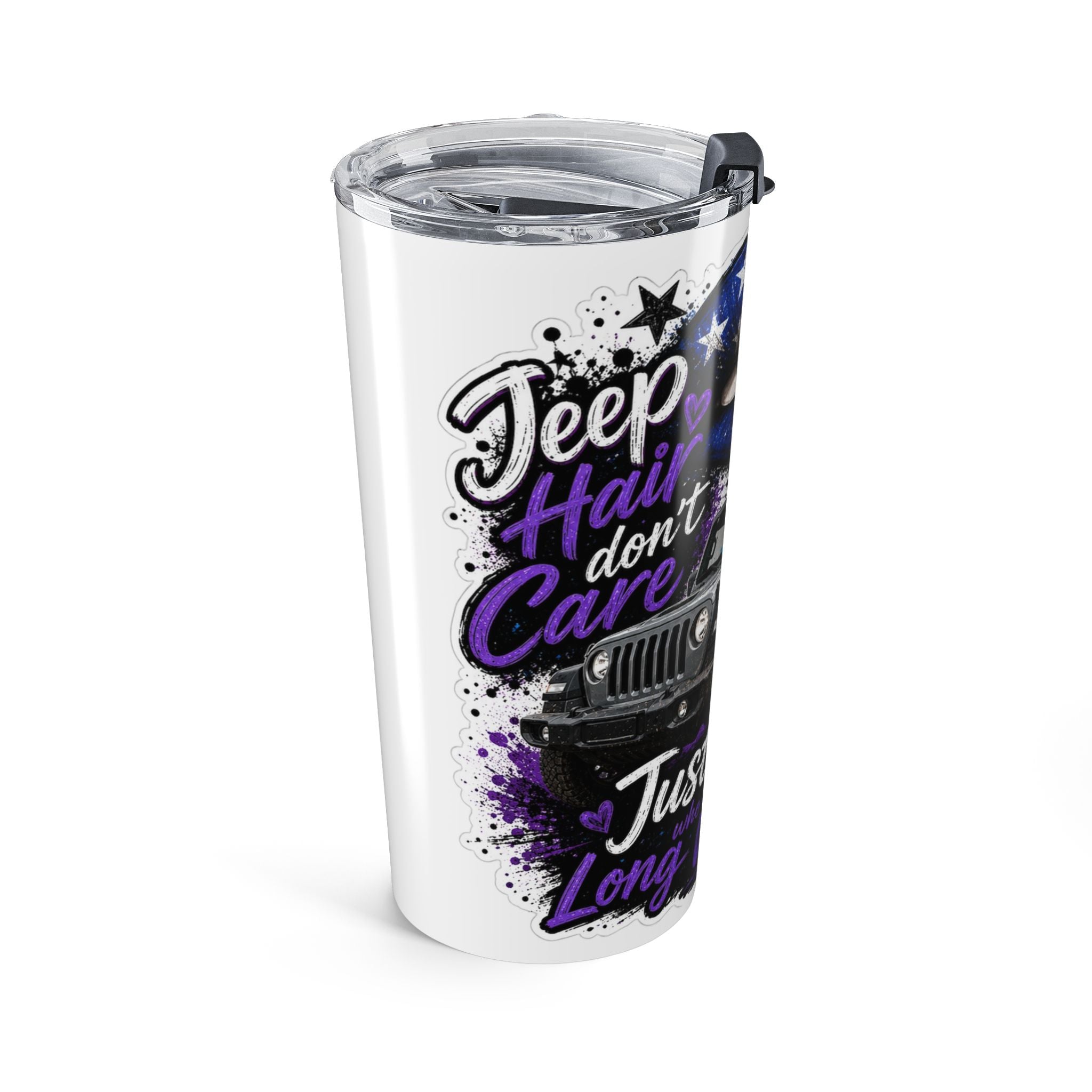“Just a Girl” American Flag Lips Travel Mug 20oz — Patriotic Jeep Tumbler