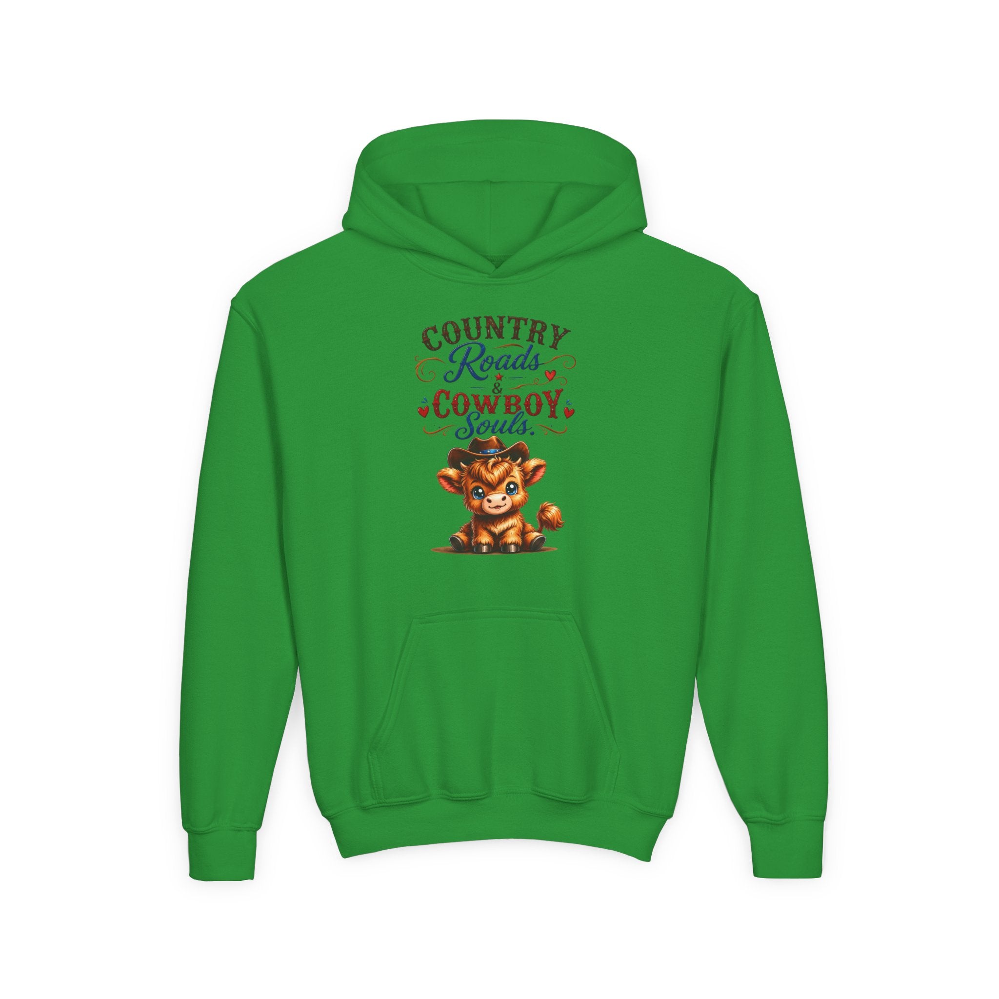 Country Roads Cowboys Souls Youth Heavy Blend Hooded Sweatshirt