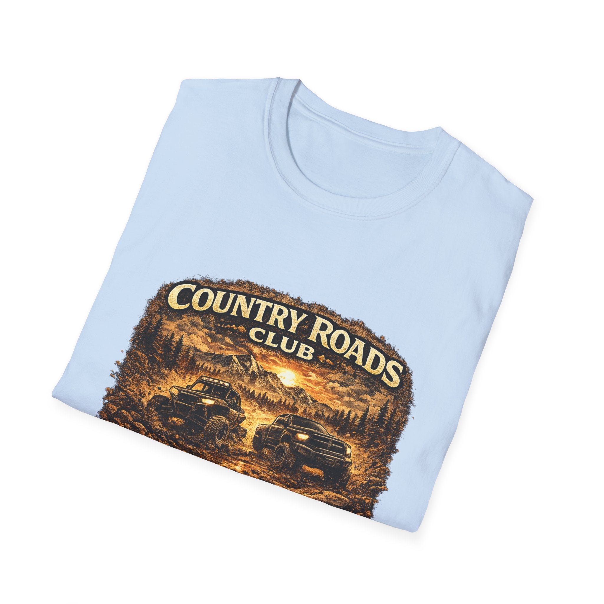Country Roads Club T-Shirt — Vintage Off-Road Truck Scenic Tee
