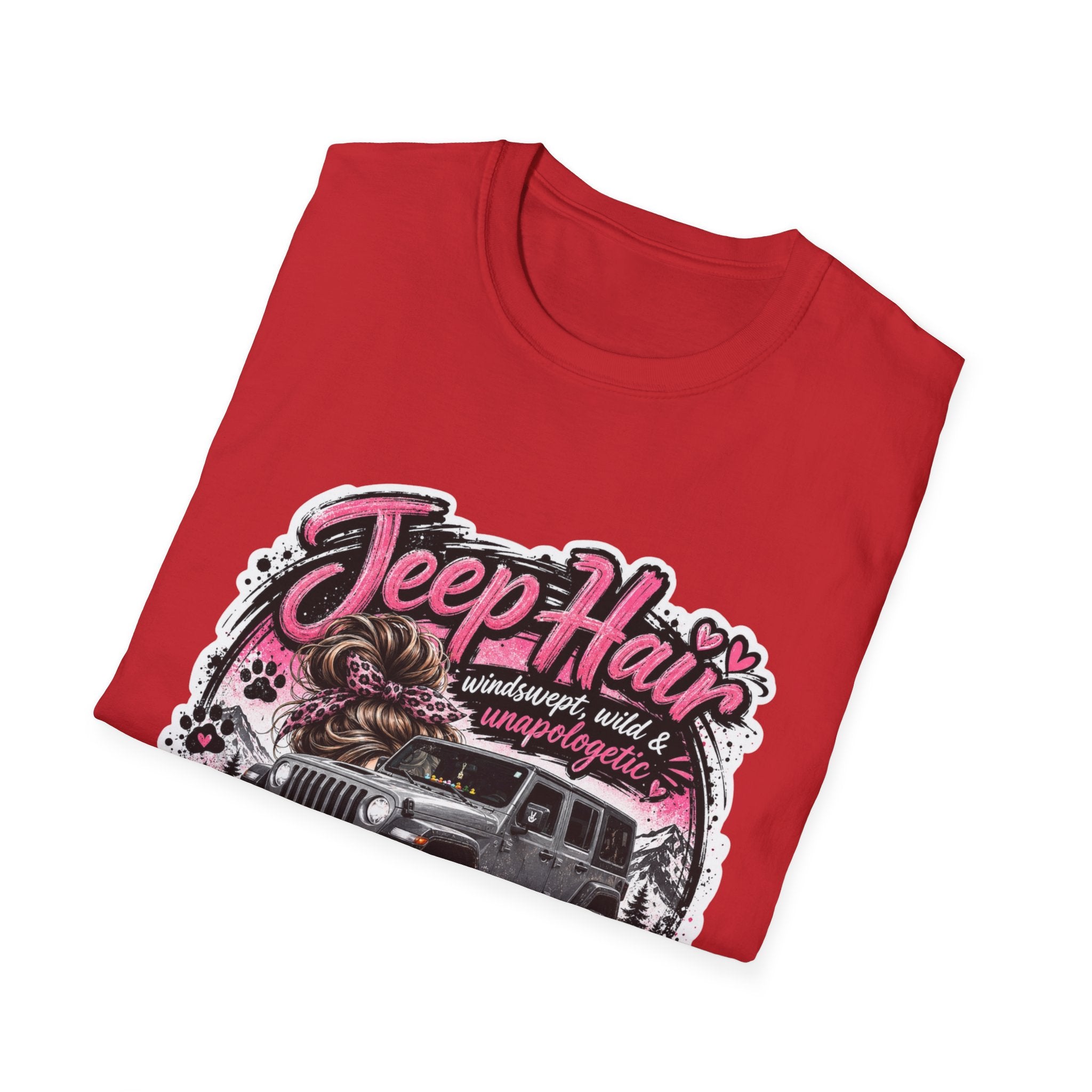 Jeep Hair Don't Care (Pink) Unisex Softstyle T-Shirt