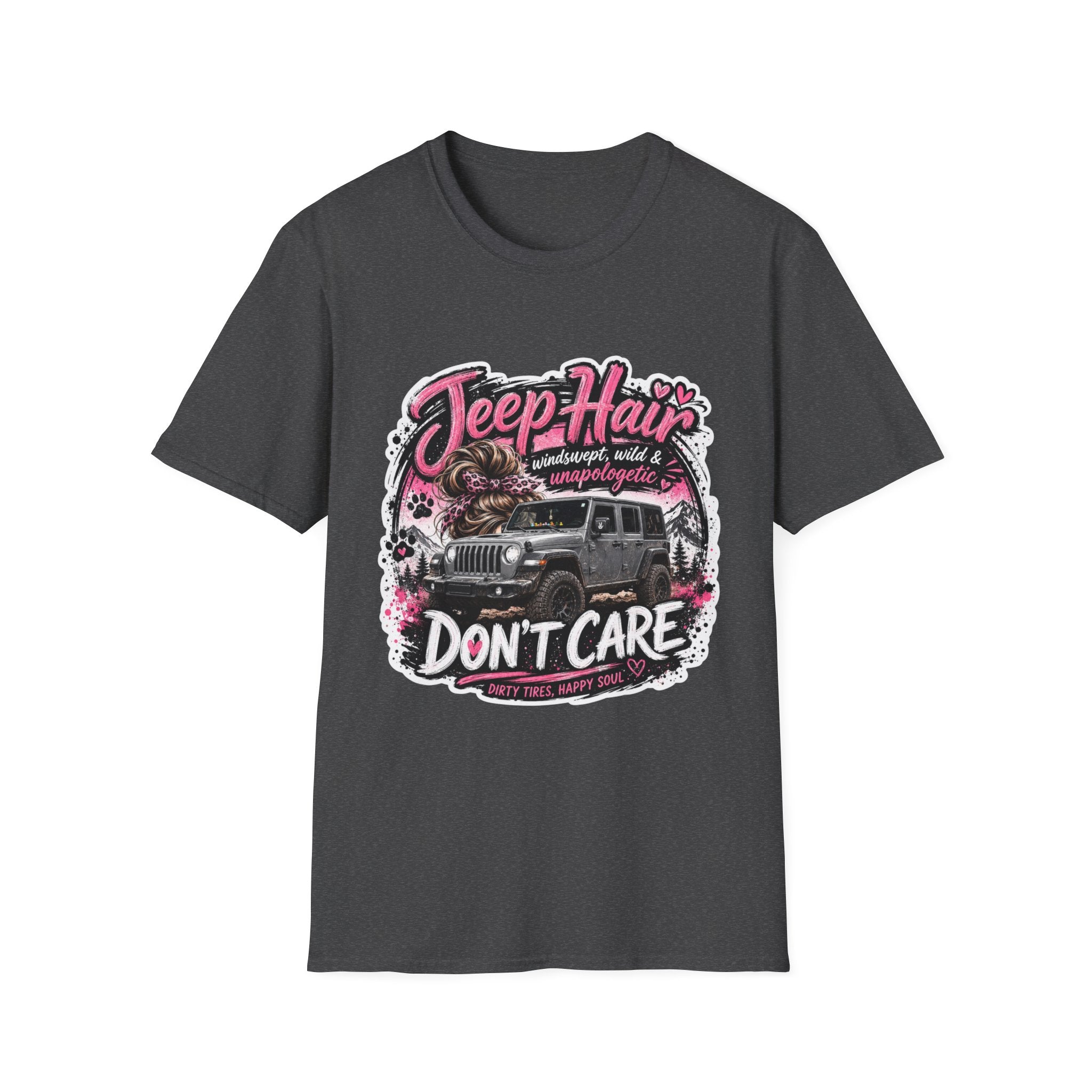 Jeep Hair Don't Care (Pink) Unisex Softstyle T-Shirt