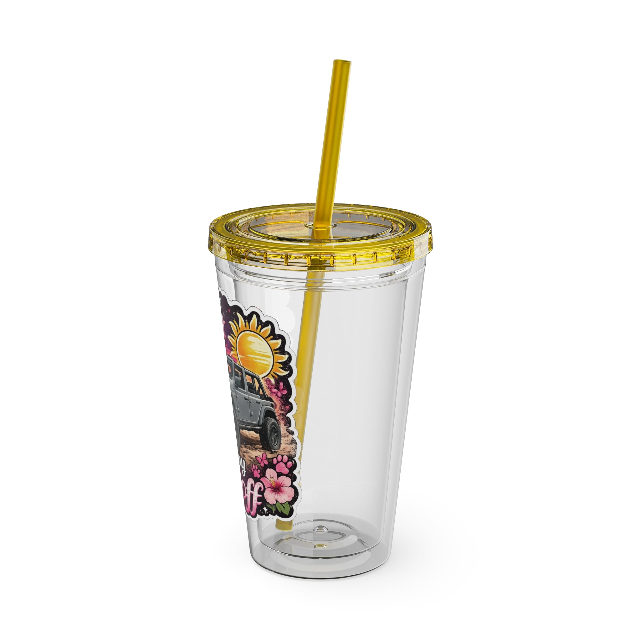 When It Gets Hot Out, I Take My Tops Off - Sunsplash Tumbler with Straw, 16oz