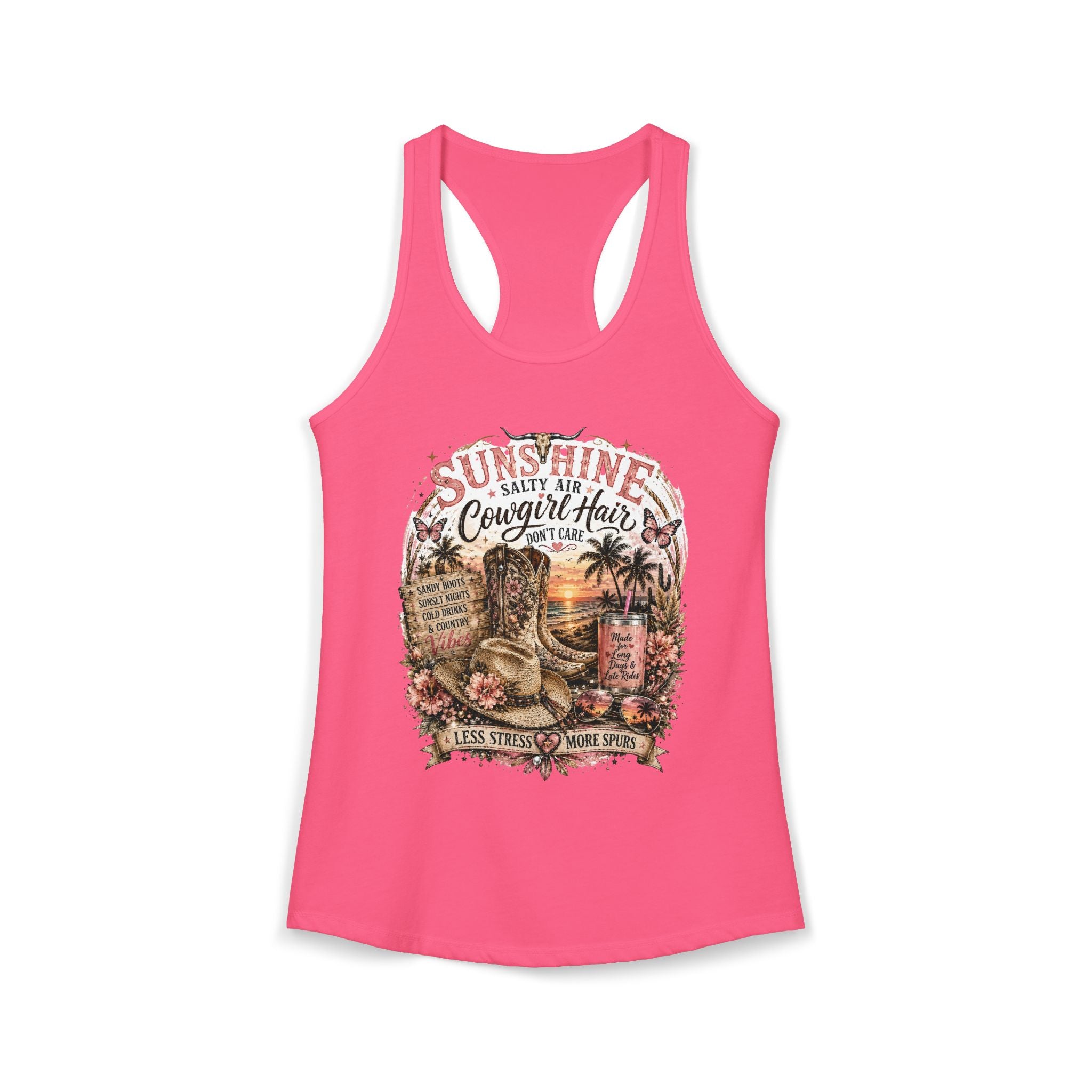 Sunshine Salty Air Cowgirl Hair Don't Care - Women's Ideal Racerback Tank