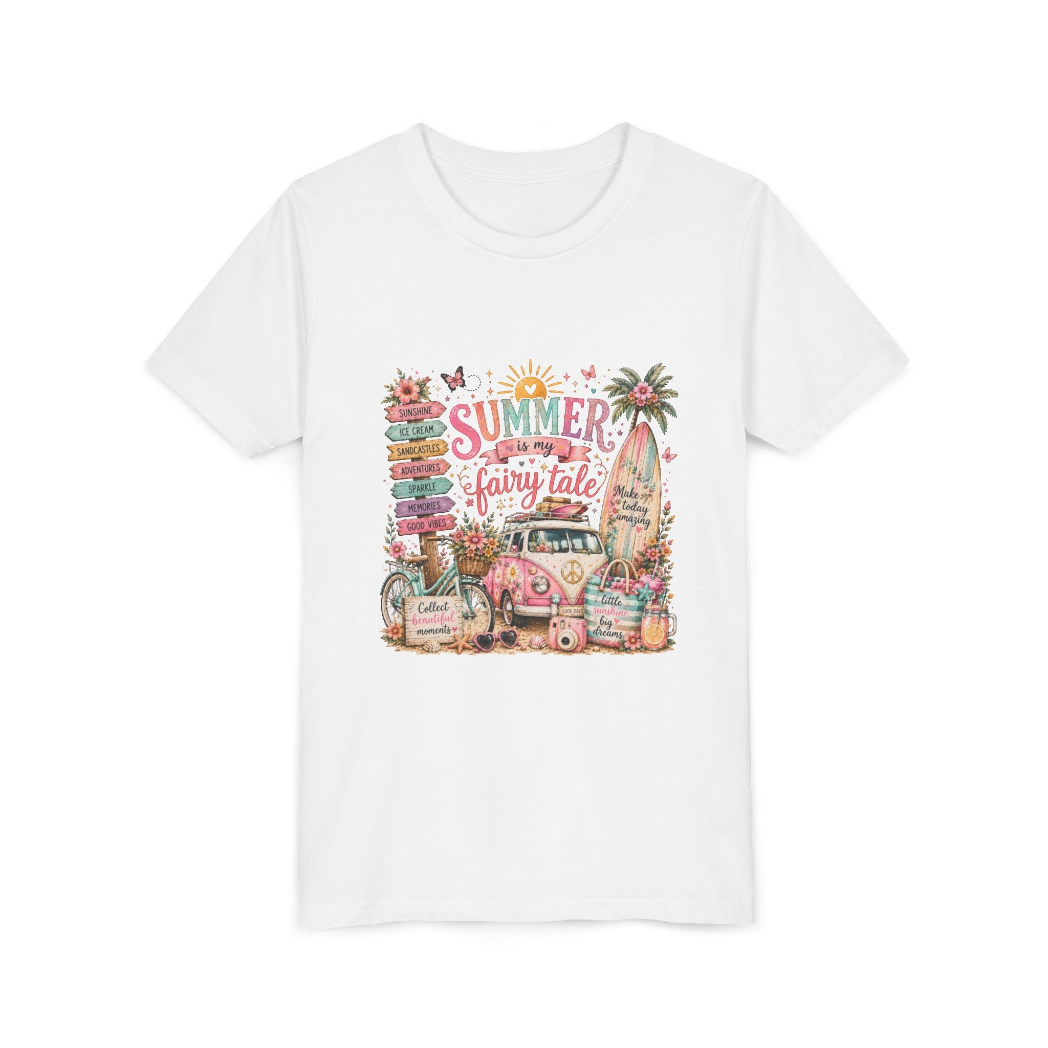 'Summer Fairy Tale' Retro Van Surf Graphic - Youth Tee
