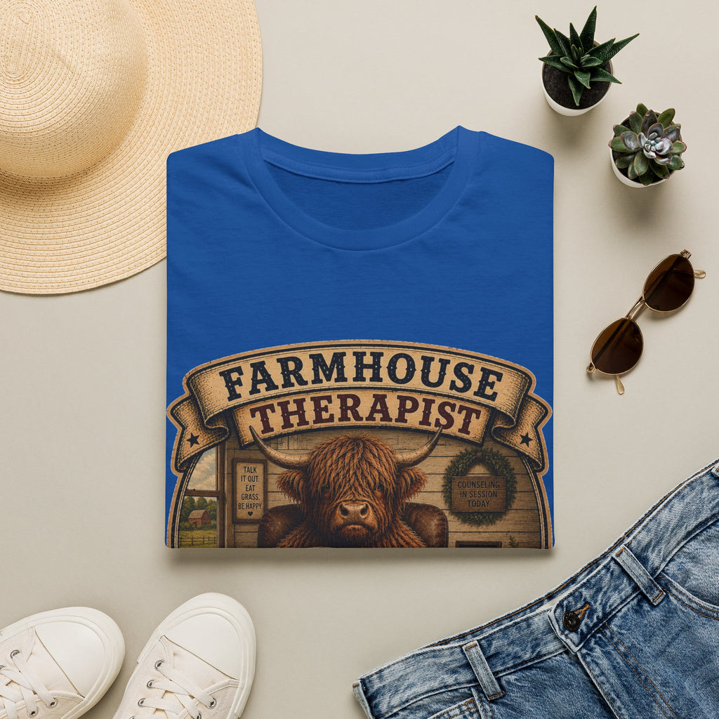 Farmhouse Therapist Highland Cow Unisex Softstyle T-Shirt