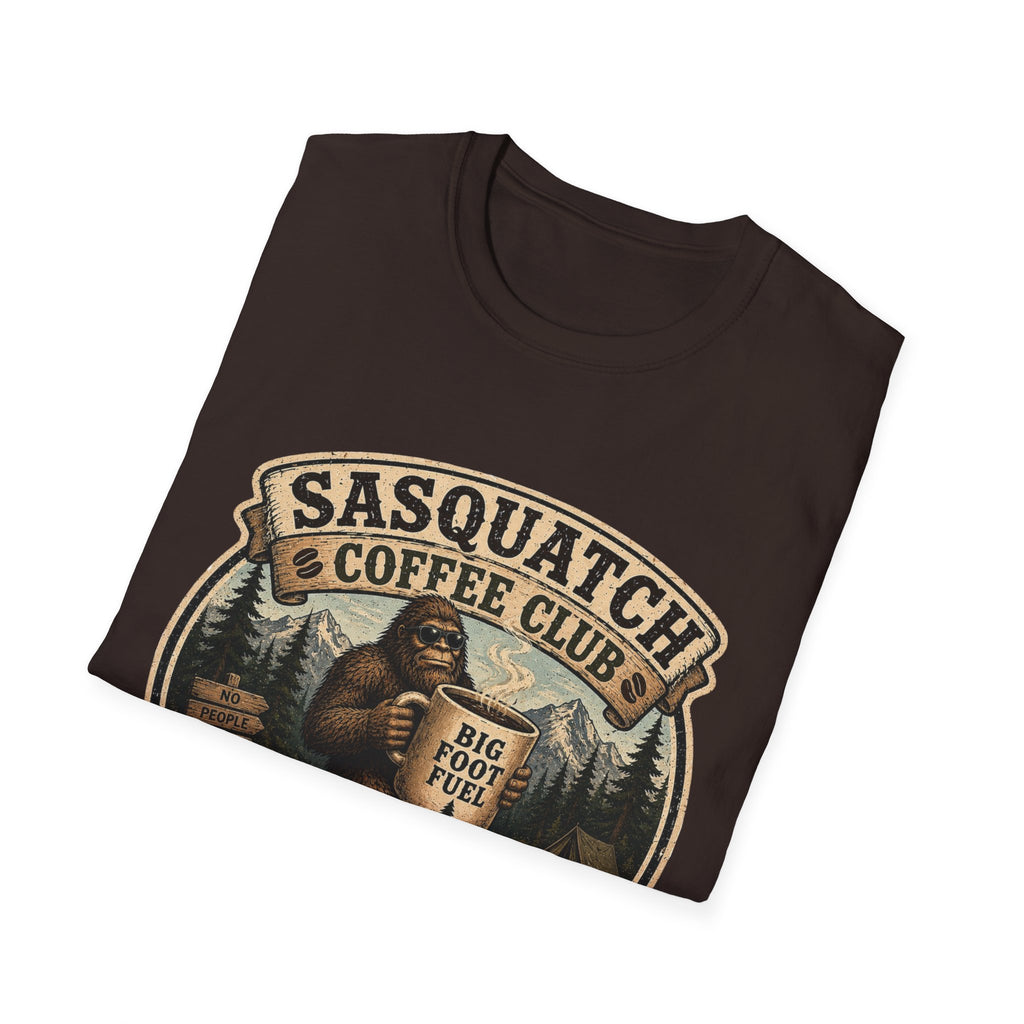 Sasquatch Coffee Club T-Shirt — "Running on Caffeine and Bad Decisions"