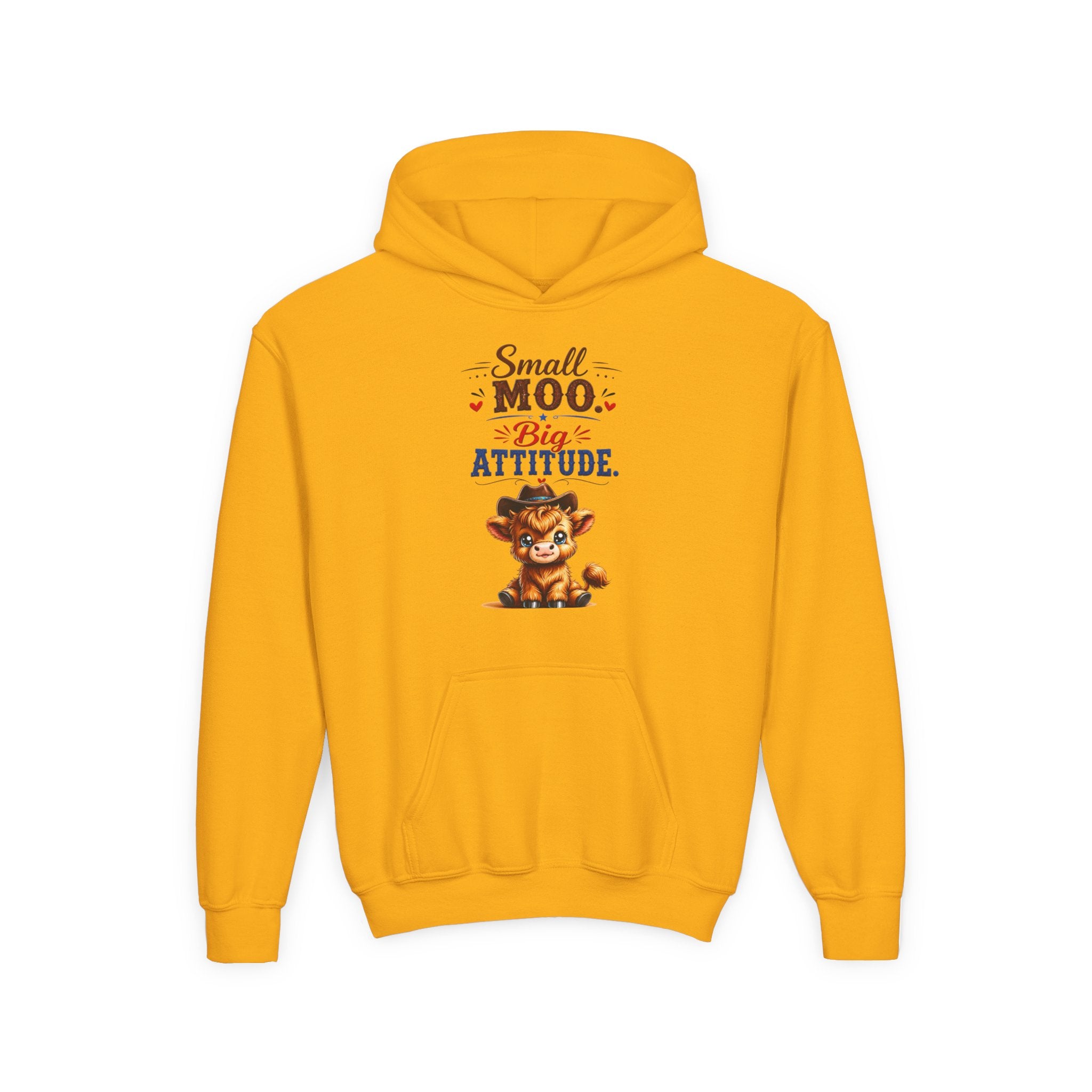 Small Moo Big Attitude Youth Heavy Blend Hooded Sweatshirt