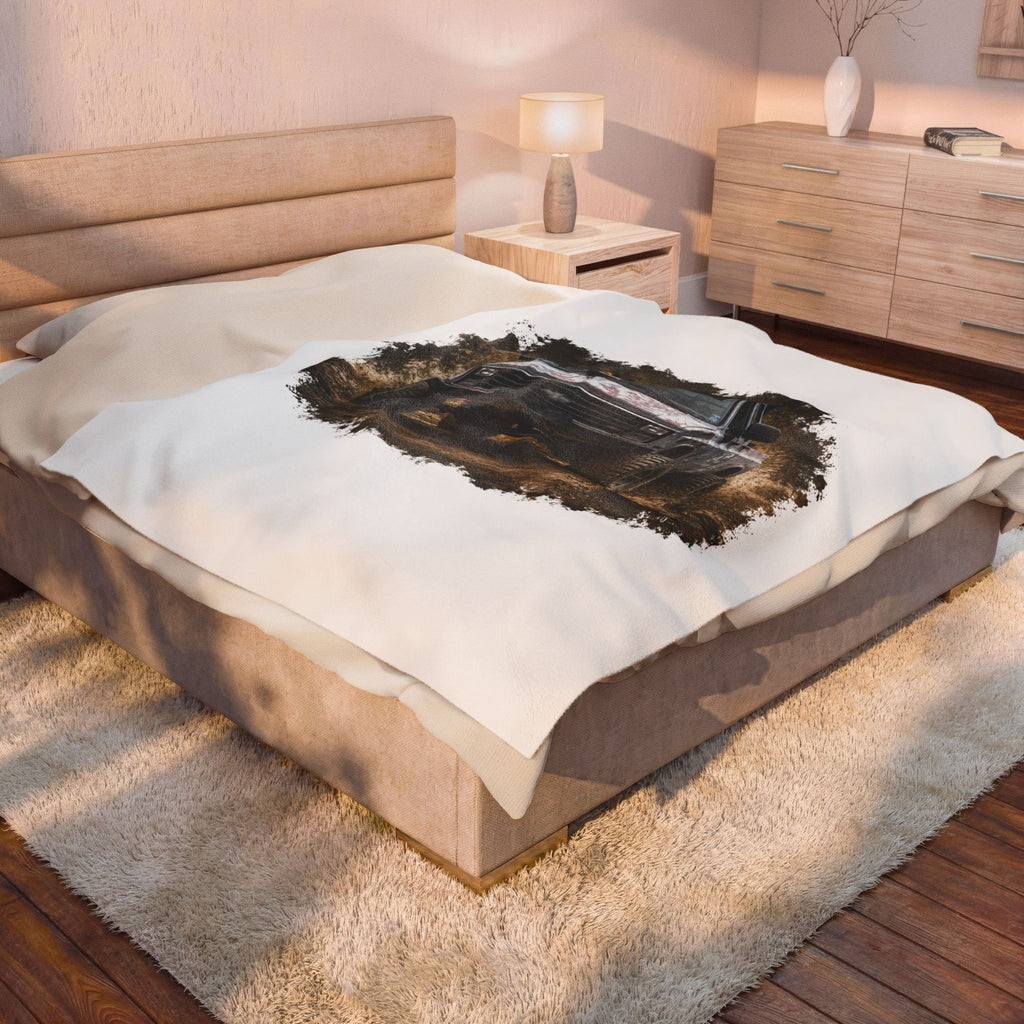 Off-Road Truck Velveteen Plush Blanket – Muddy 4x4 Pickup Graphic Throw