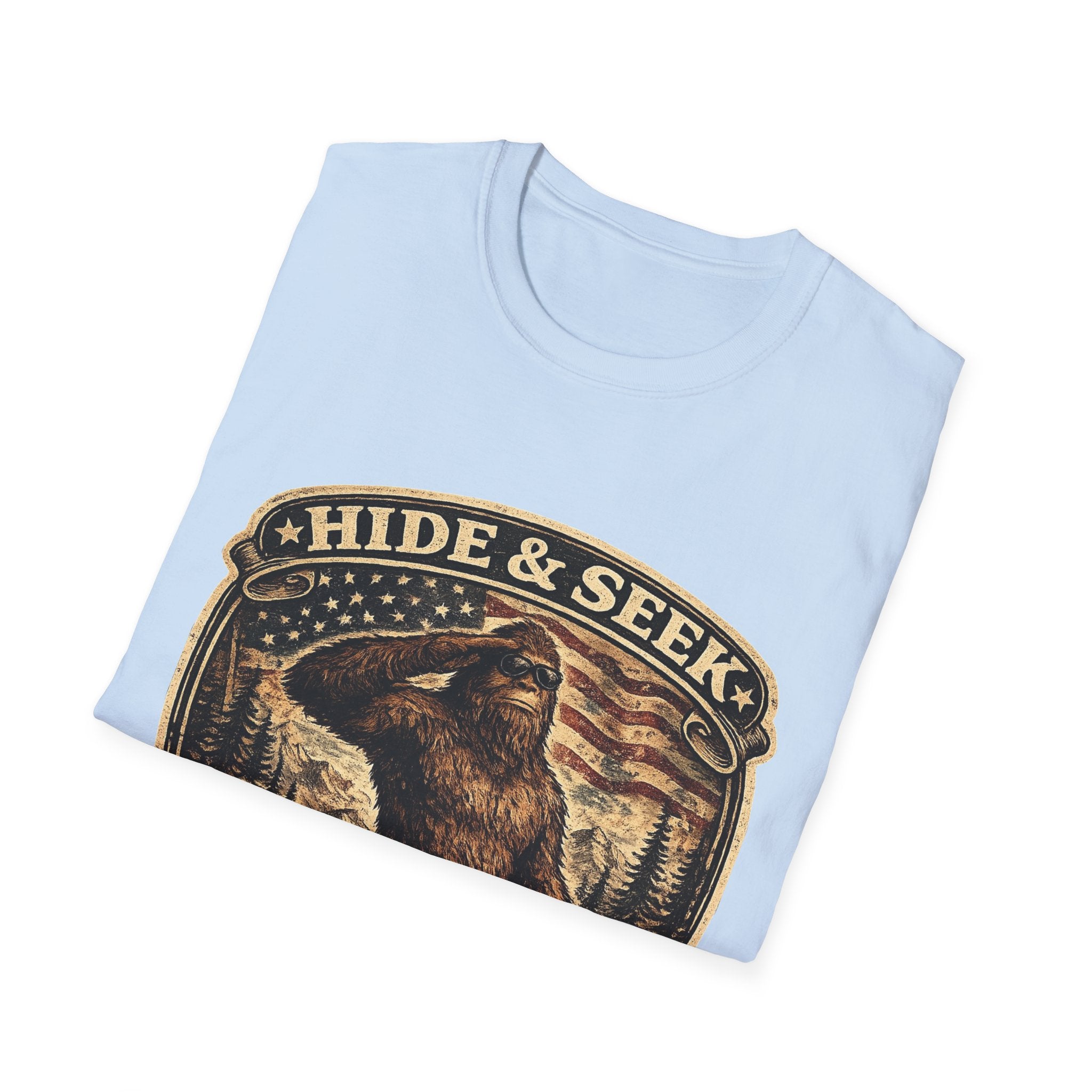 Sasquatch 'Hide & Seek' Graphic T-Shirt — Vintage Bigfoot Tee