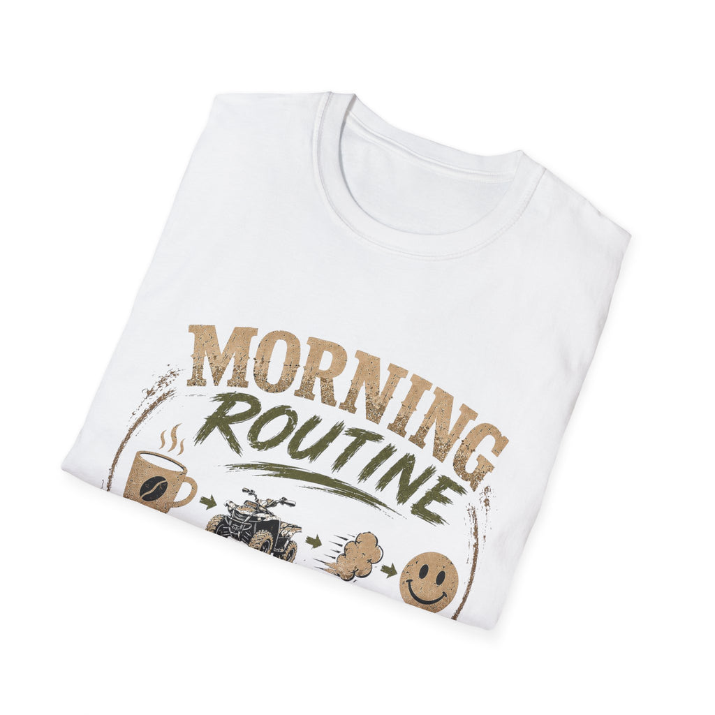 Morning Routine T-Shirt — “Coffee. ATV. Repeat.” Outdoor Adventure Graphic Tee
