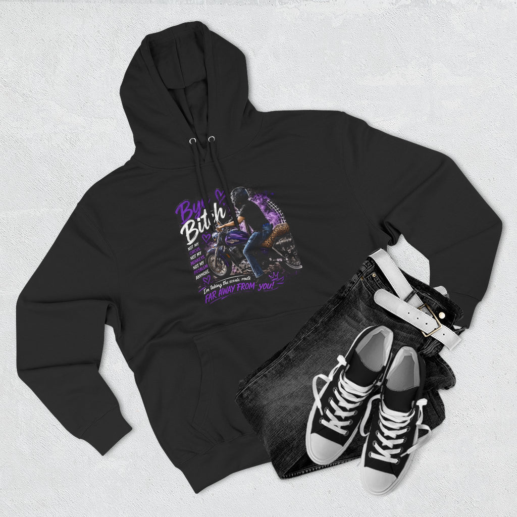 "Bitch" Retro Motorcycle Pullover — Biker Babe Graphic Hoodie