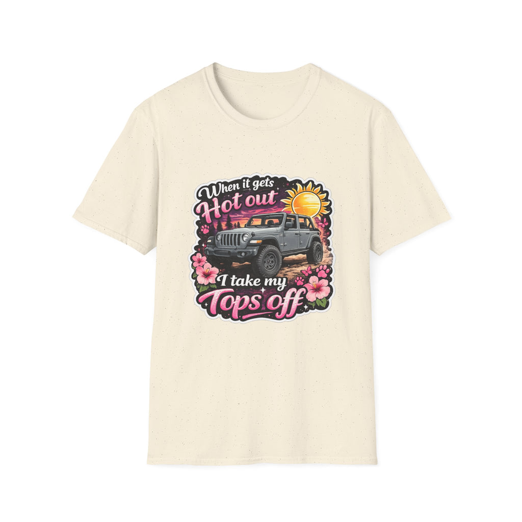 When It Gets Hot Out Jeep (Pink) Unisex Softstyle T-Shirt