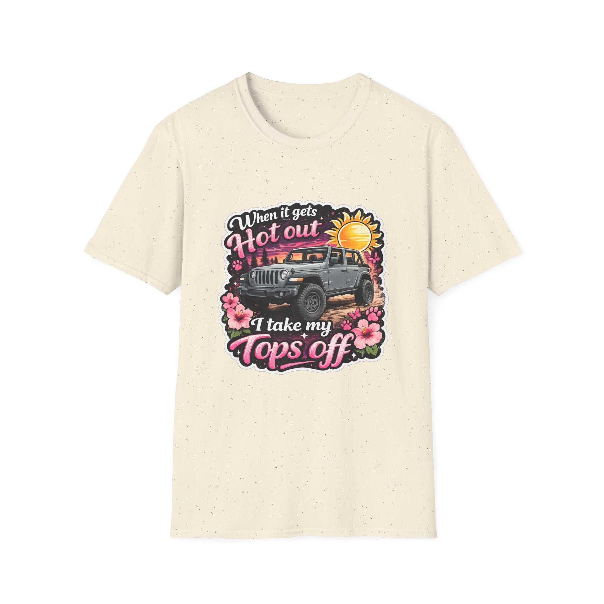 When It Gets Hot Out Jeep (Pink) Unisex Softstyle T-Shirt