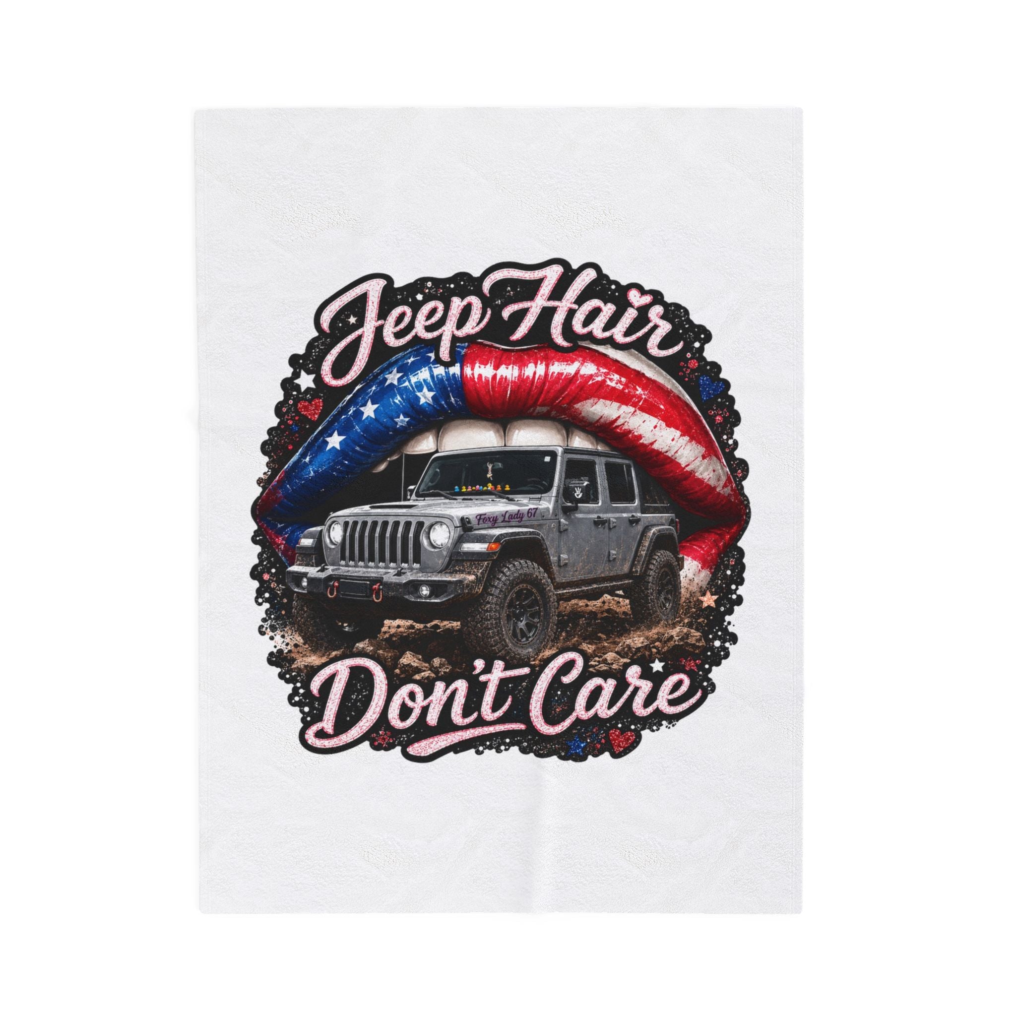 Jeep Hair Don't Care Velveteen Plush Blanket