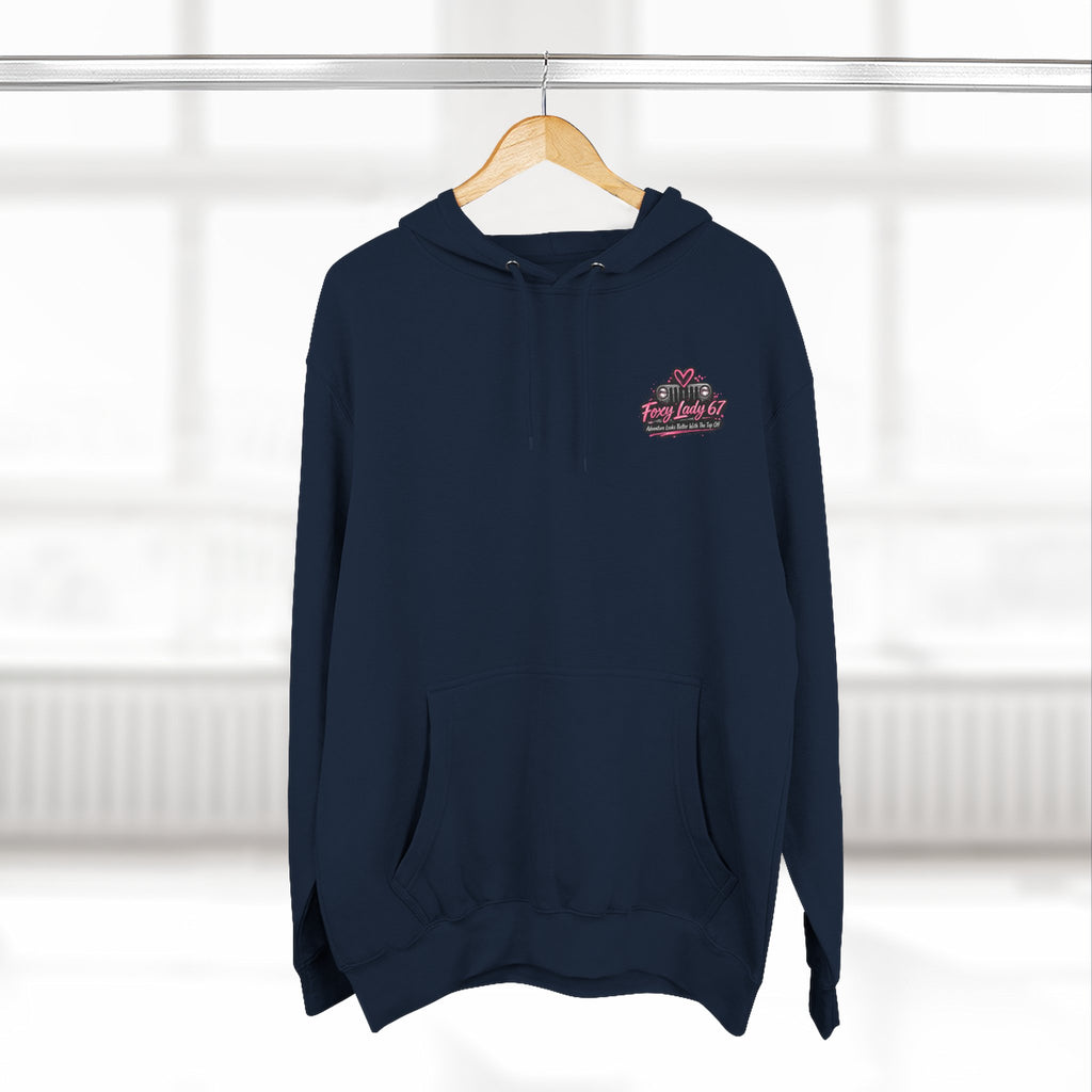 Let's Get Naked Jeep (design on front and back) Three-Panel Fleece Hoodie