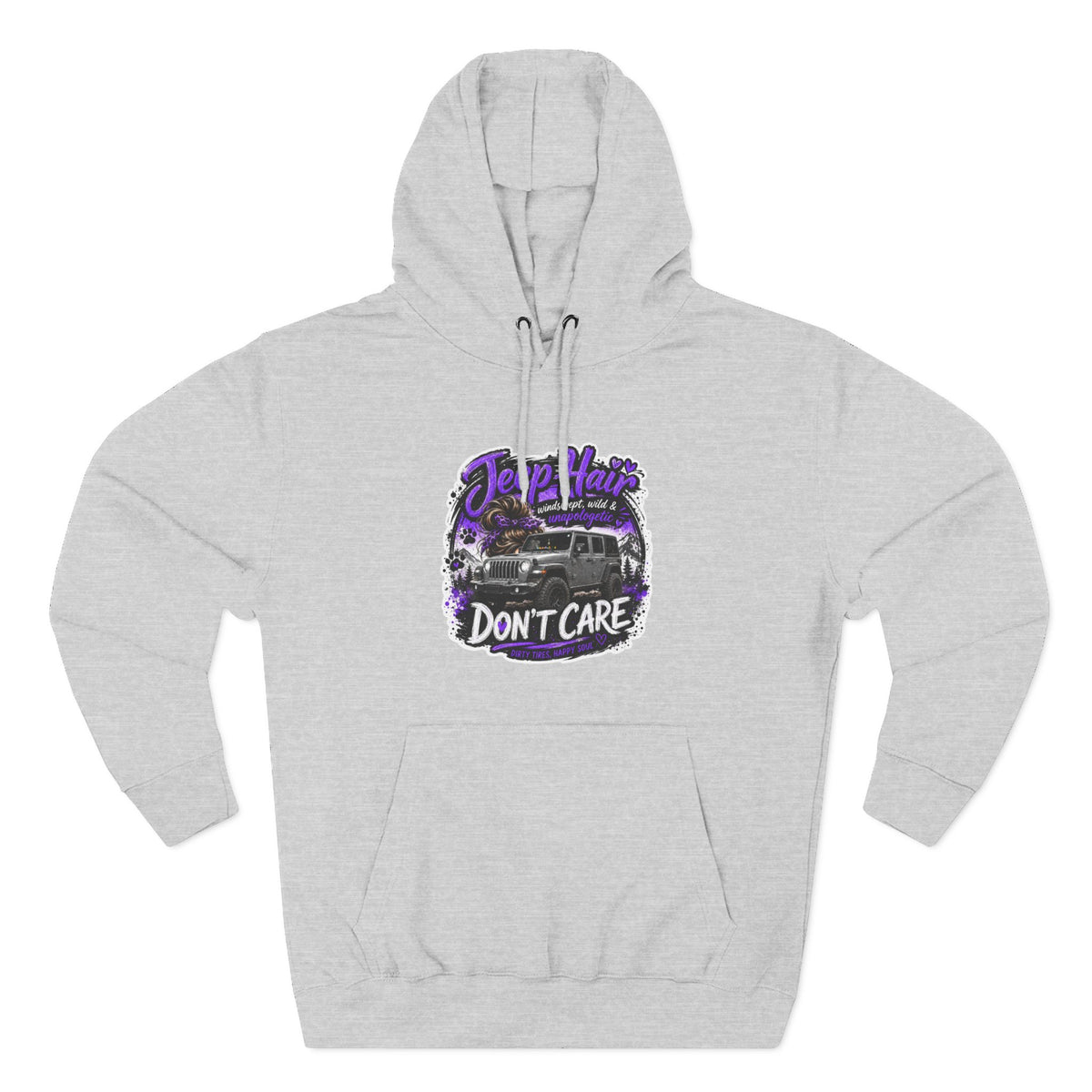 Jeep Hair Don't Care (Purple) Three-Panel Fleece Hoodie