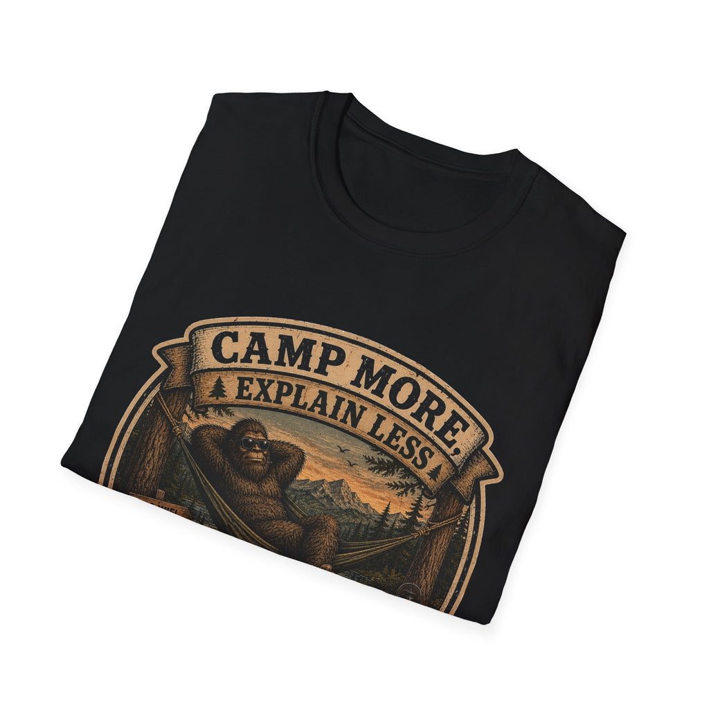 “Camp More, Explain Less” Vintage Camping Graphic Tee — T-Shirt