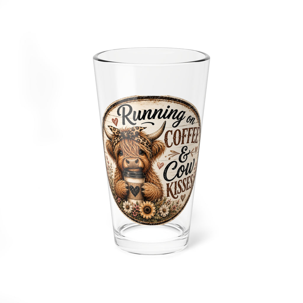 "Running on Coffee & Cow Kisses" 16oz Farmhouse Drinkware - Mixing Glass