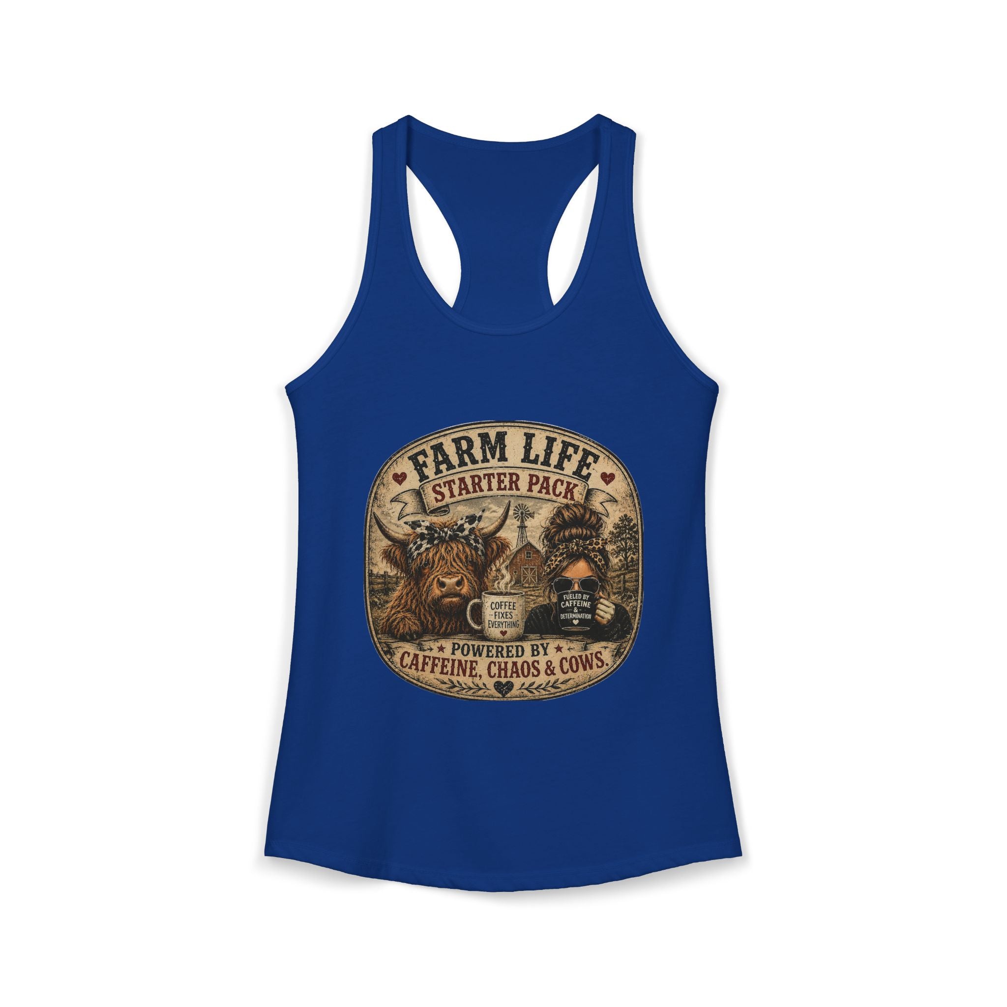 Farm Life Highland Cow Women's Ideal Racerback Tank