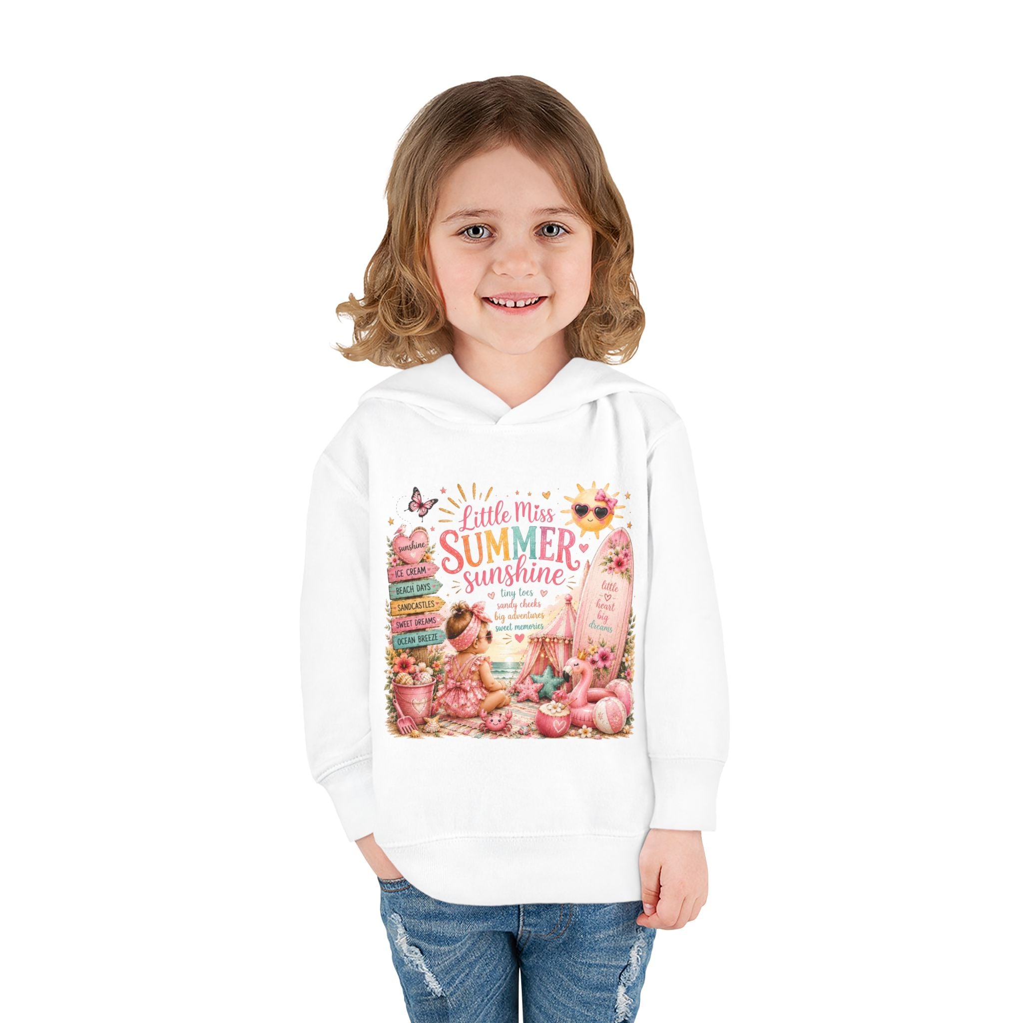 "Little Miss Summer Sunshine" Cute Beach Print Pullover - Toddler Hoodie
