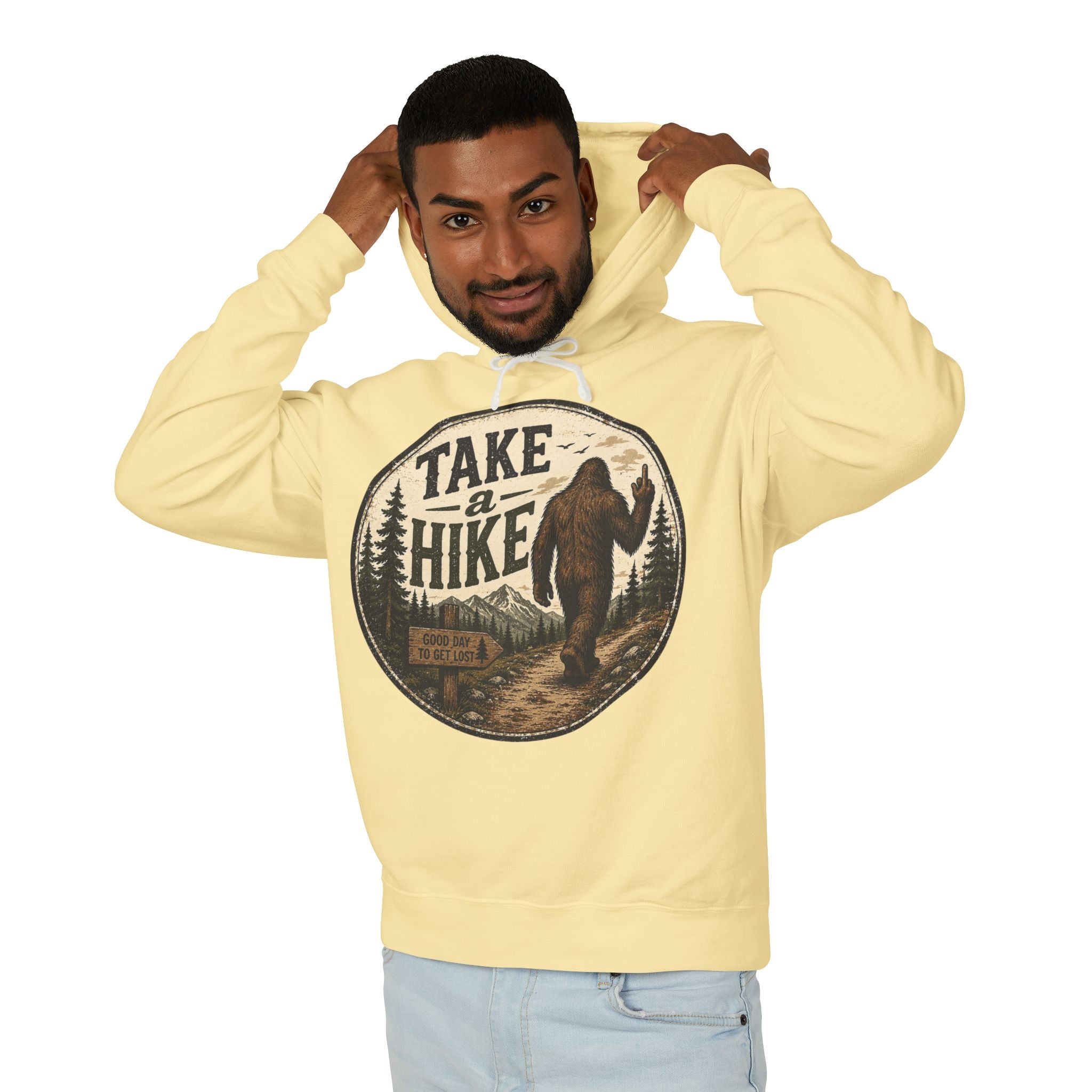 Take a Hike Hoodie — Vintage Bigfoot Nature Graphic Hooded Sweatshirt