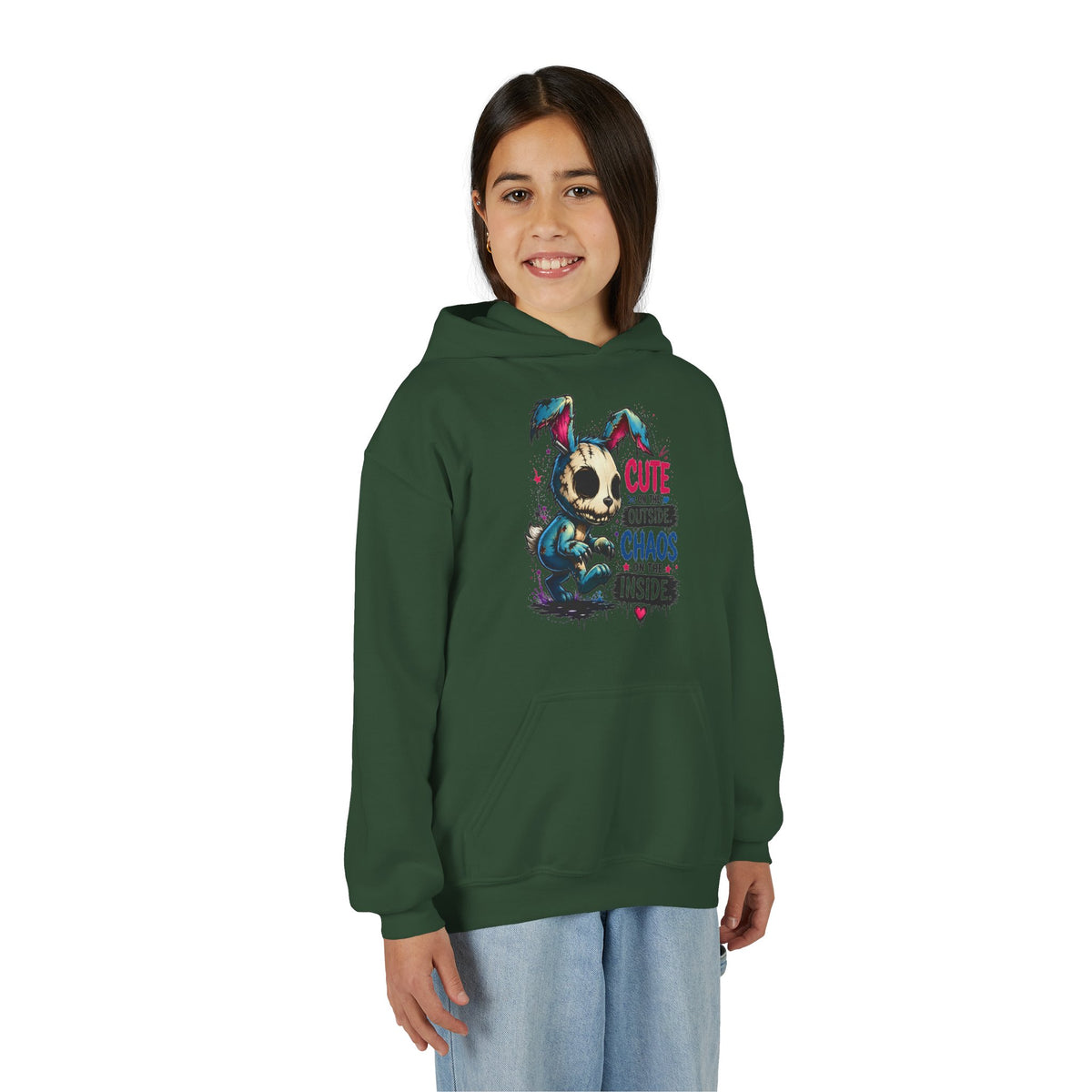 Cute on the Outside Choas on the Inside Youth Heavy Blend Hooded Sweatshirt