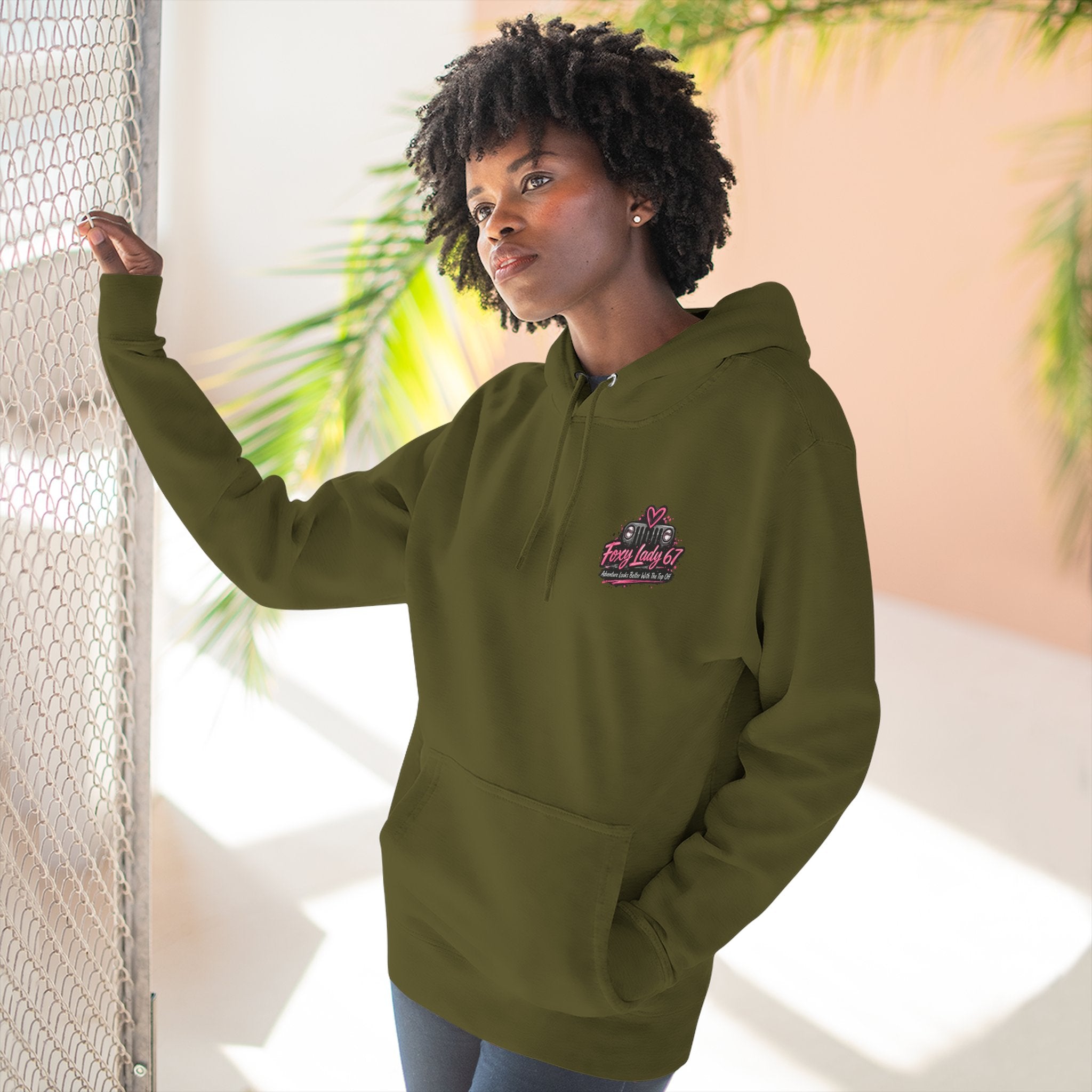 Let's Get Naked Jeep (design on front and back) Three-Panel Fleece Hoodie