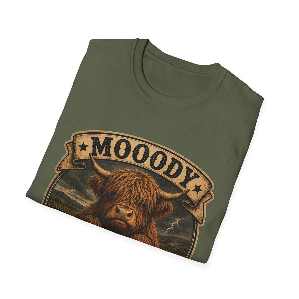 Moody Today's Forecast Highland Cow Unisex Softstyle T-Shirt