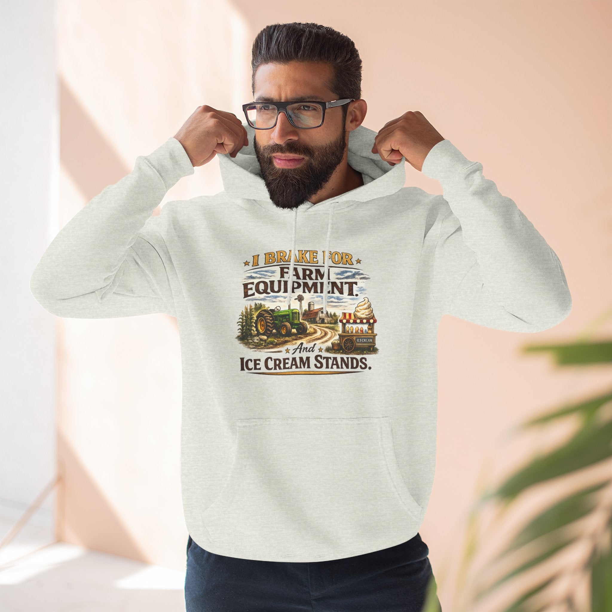 Farm Equipment & Ice Cream Stands Hoodie - Vintage Country Farming Graphic Hoodie