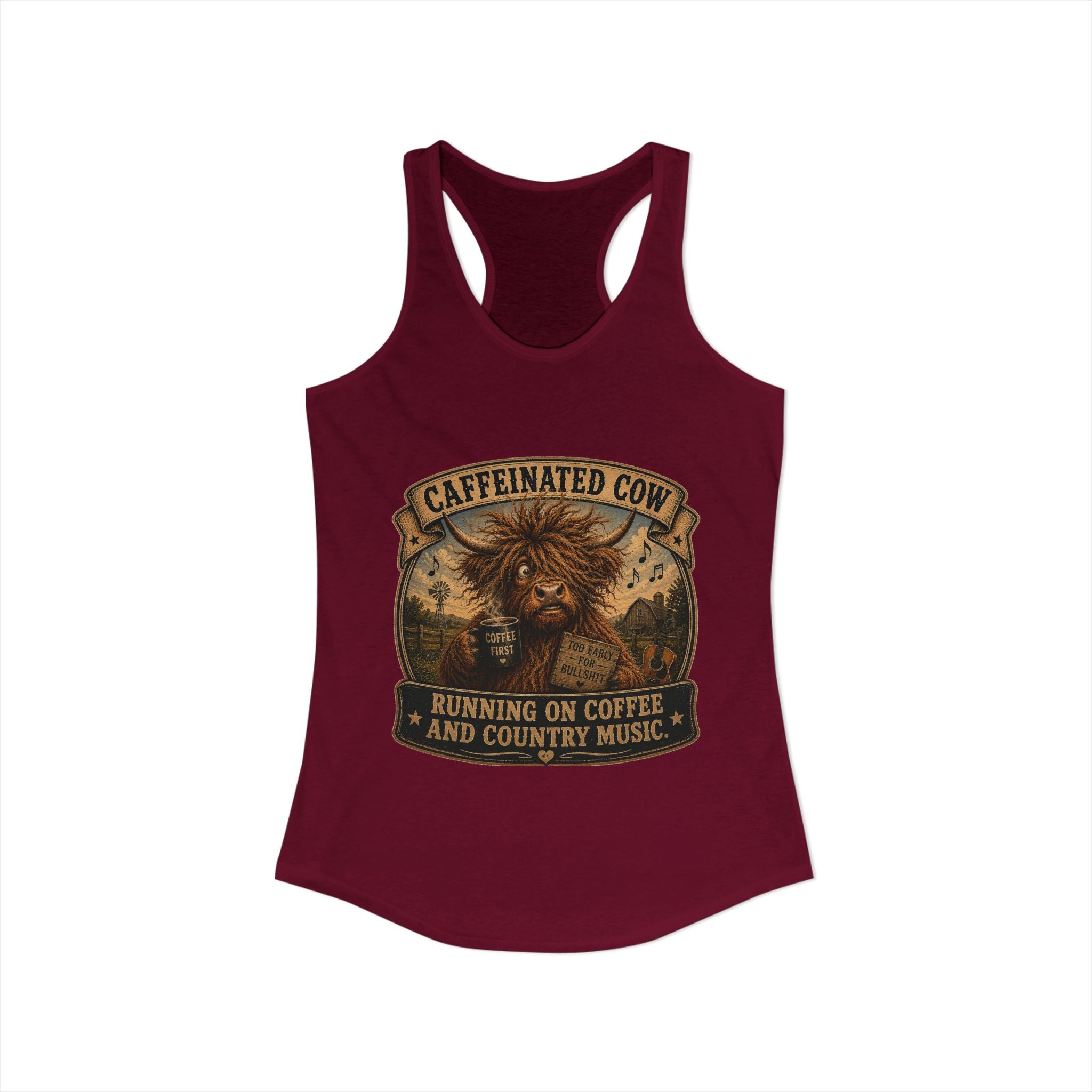 Caffeinated Cow Women's Ideal Racerback Tank