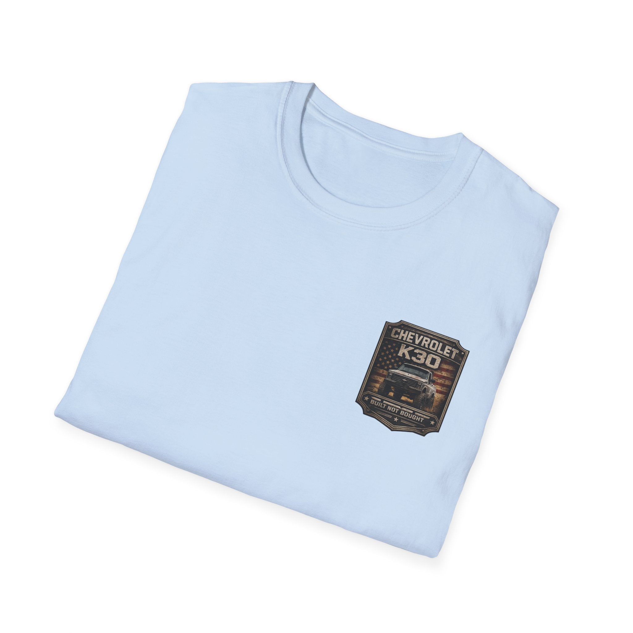 Chevy Fuel - Chevrolet K30 Vintage Badge T-Shirt — Classic Truck Emblem Pocket Tee
