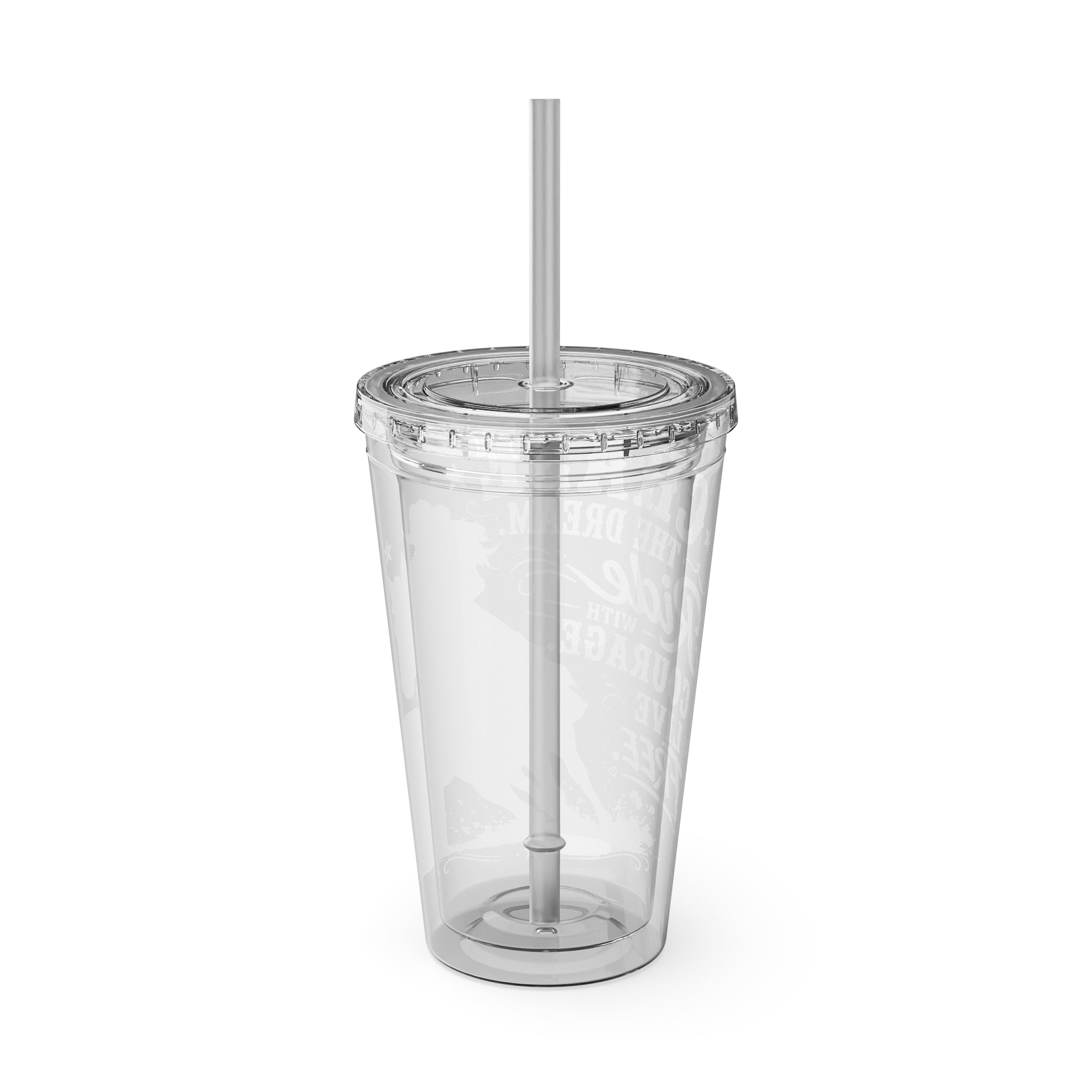 Inspirational Horse Tumbler with Straw — "Chase the Dream, Ride with Courage" 16oz