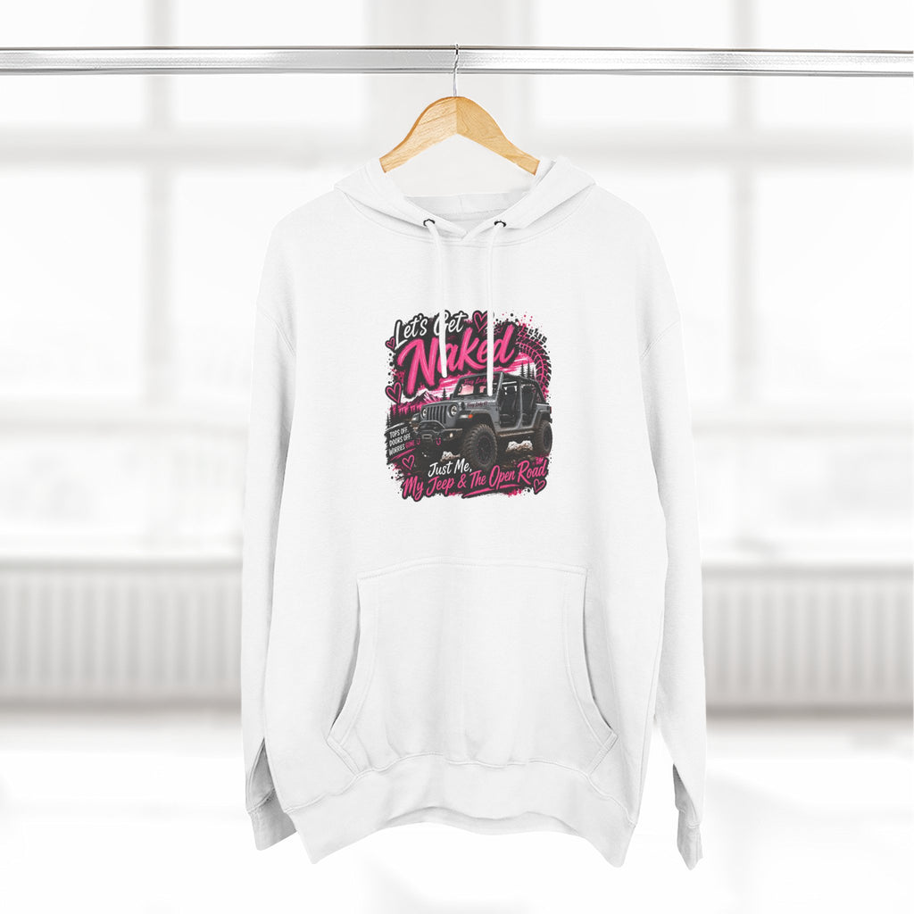 Jeep 'Let's Get Naked' Graphic Hoodie — (Pink) Off-Road Adventure Pullover