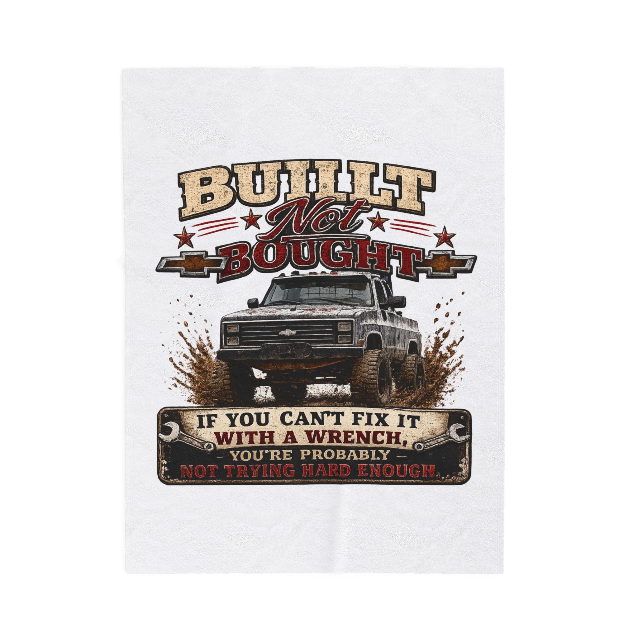 “If You Can't Fix It With A Wrench” Mechanics Gift – Built Not Bought Truck Velveteen Plush Blanket
