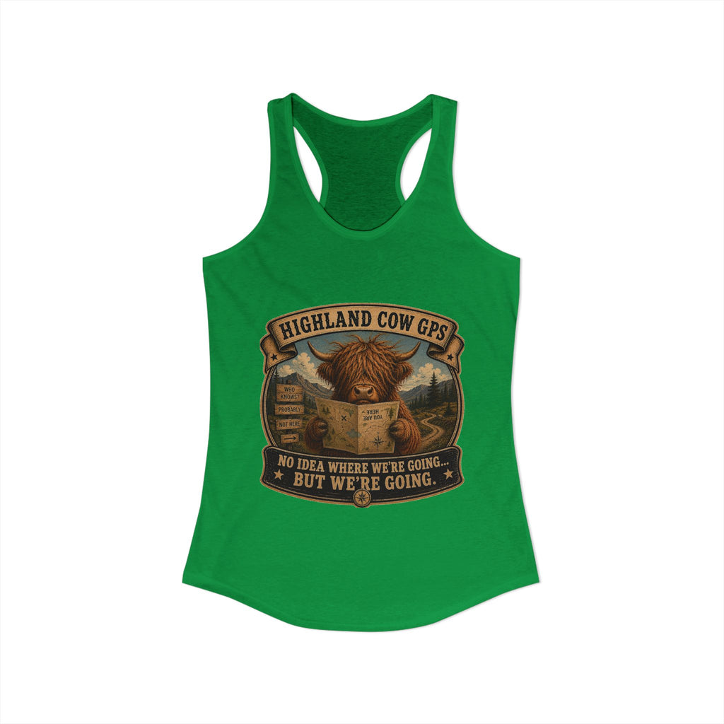Highland Cow GPS Women's Ideal Racerback Tank