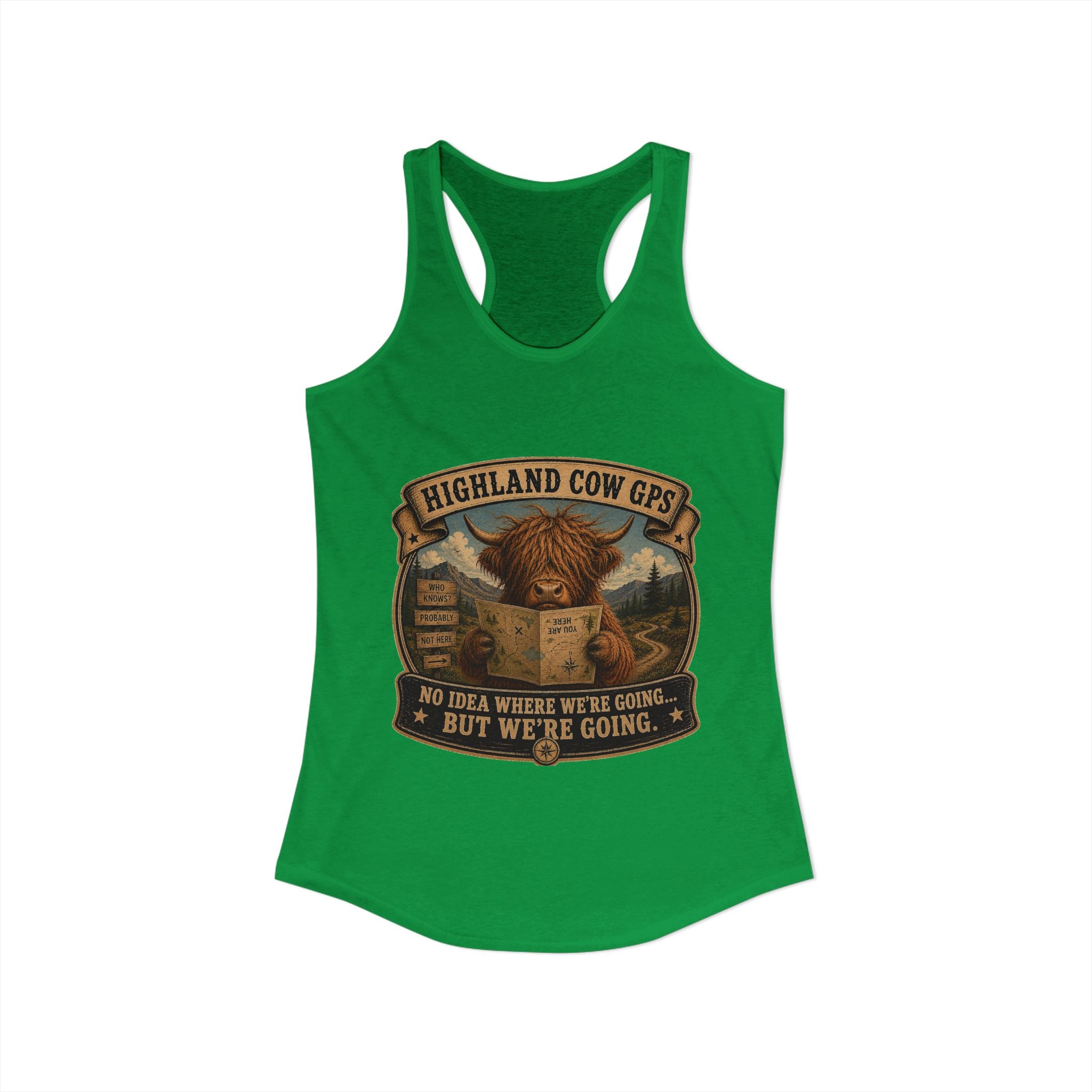 Highland Cow GPS Women's Ideal Racerback Tank