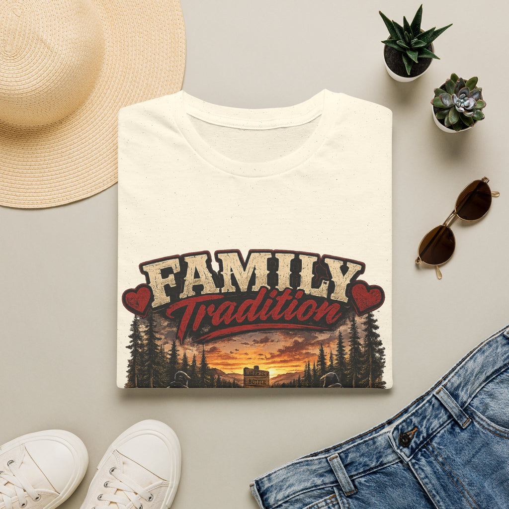 Family Tradition T-Shirt — 'Some Families We Gather Around A Table, We Gather Around A Trailhead' Outdoor Camping Tee