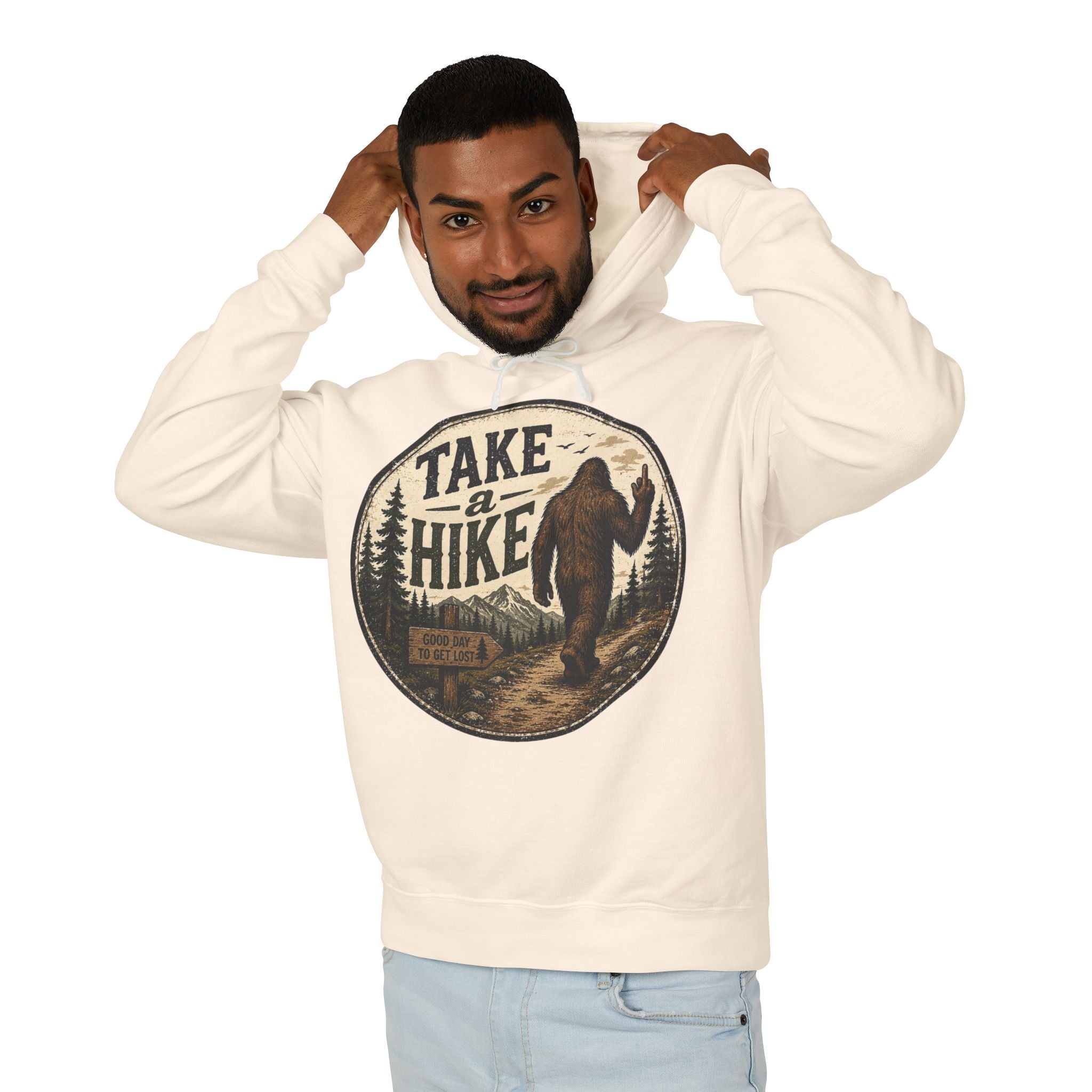 Take a Hike Hoodie — Vintage Bigfoot Nature Graphic Hooded Sweatshirt