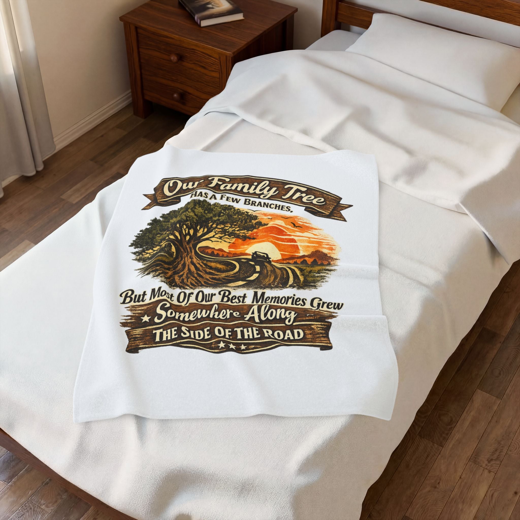 "Our Family Tree Has A Few Branches" Cozy Throw — Family Road Trip Velveteen Blanket
