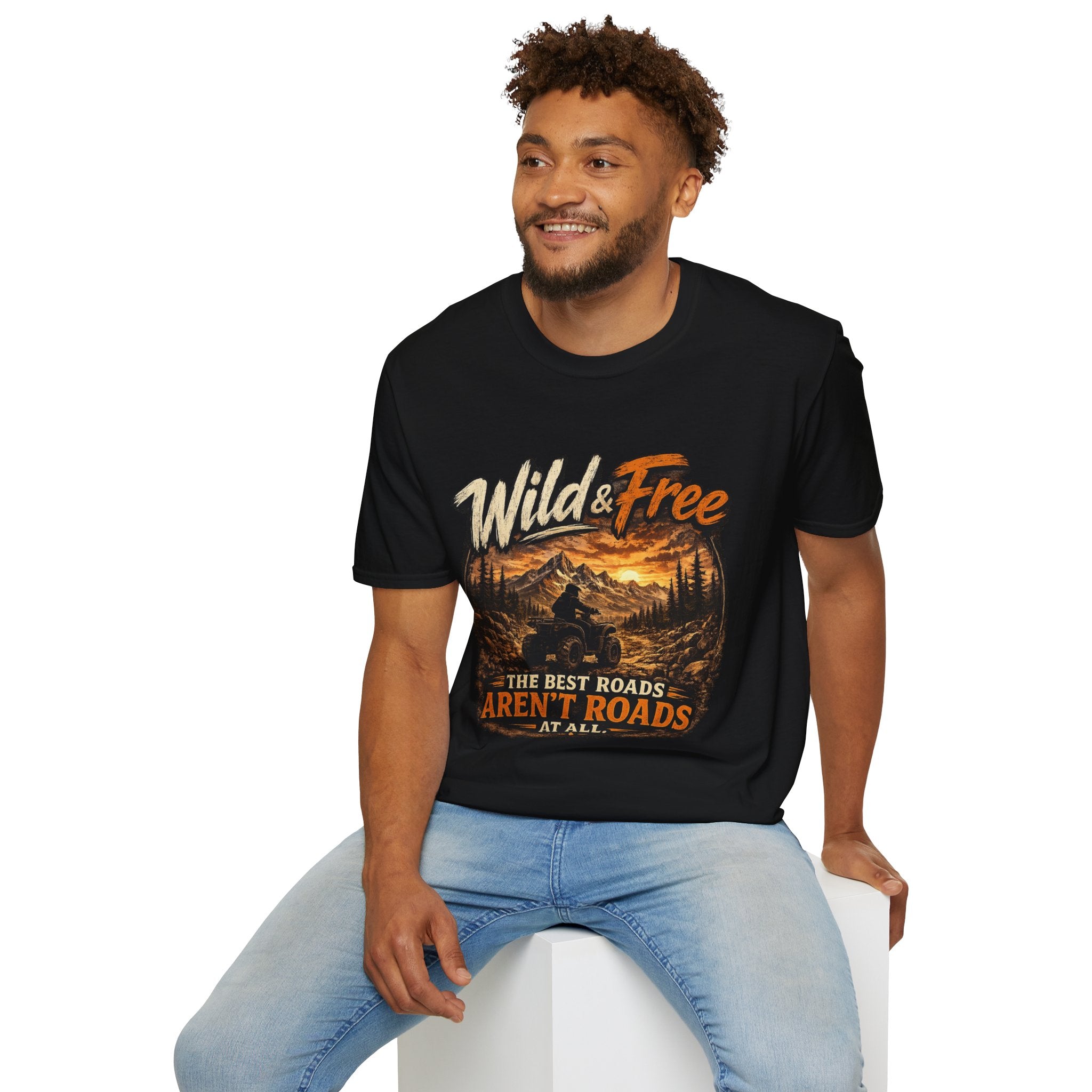 Wild & Free Mountain T-Shirt — 'The Best Roads Aren't Roads At All' Adventure Tee