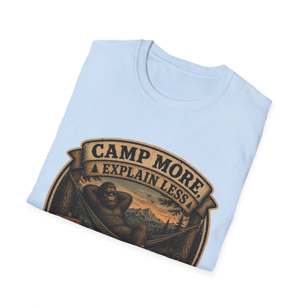 “Camp More, Explain Less” Vintage Camping Graphic Tee — T-Shirt