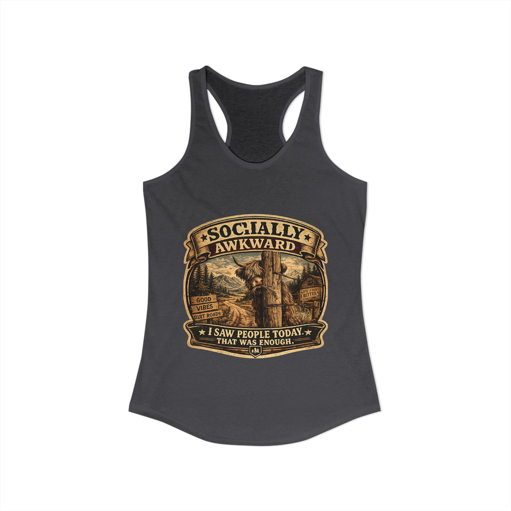 Socially Awkward Highland Cow Women's Ideal Racerback Tank
