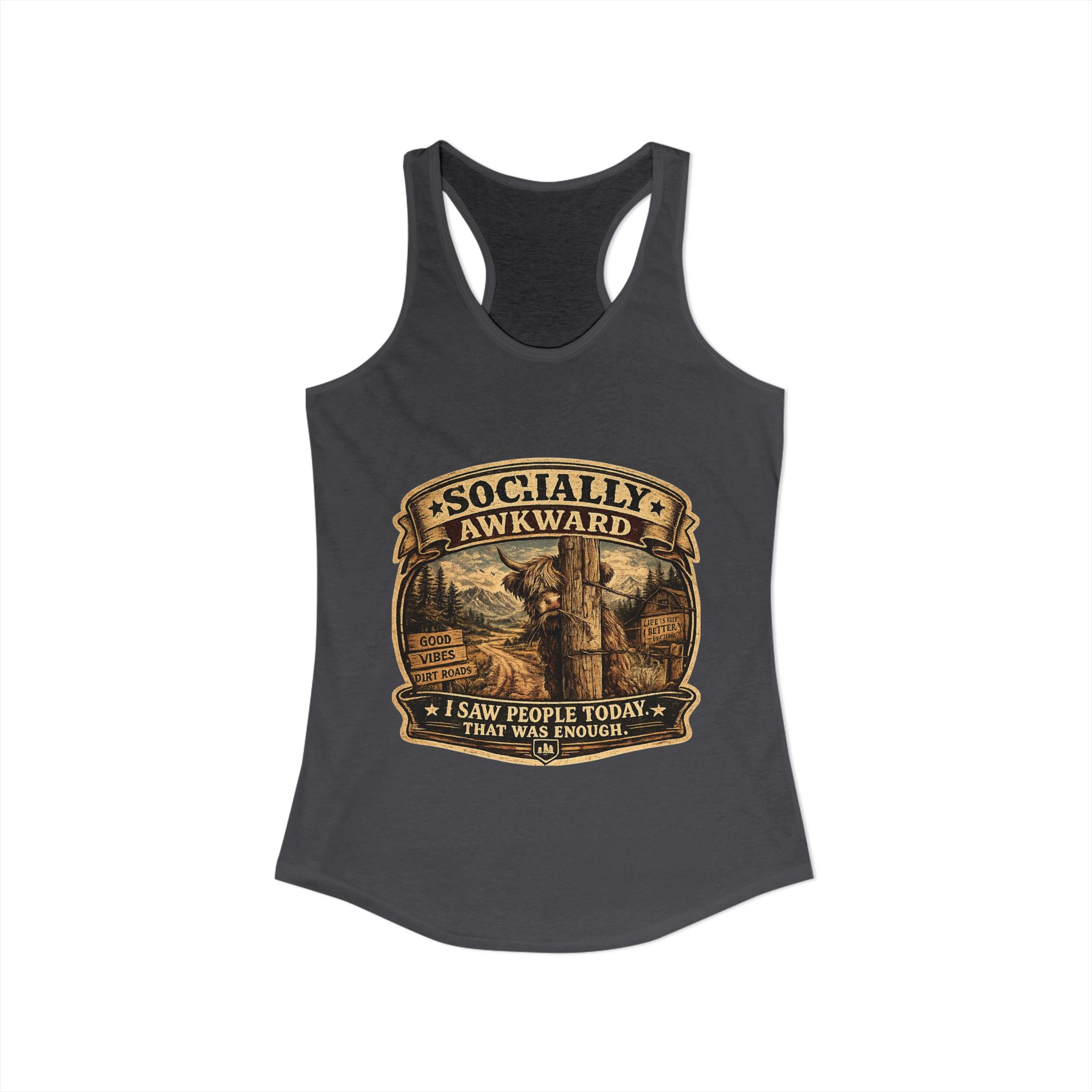 Socially Awkward Highland Cow Women's Ideal Racerback Tank
