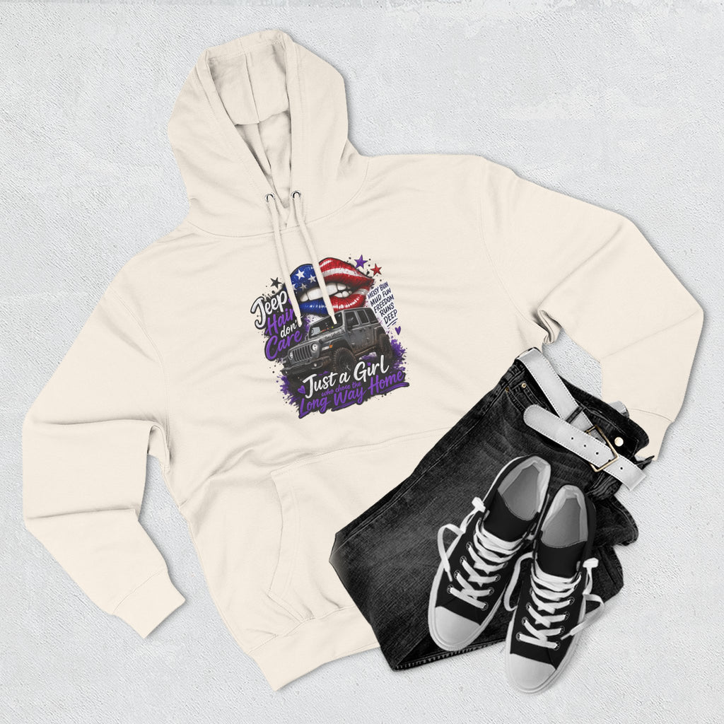 Patriotic 'Jeep Ain't Just a Girl Thing' – Graphic Fleece Pullover Jeep Driver Hoodie